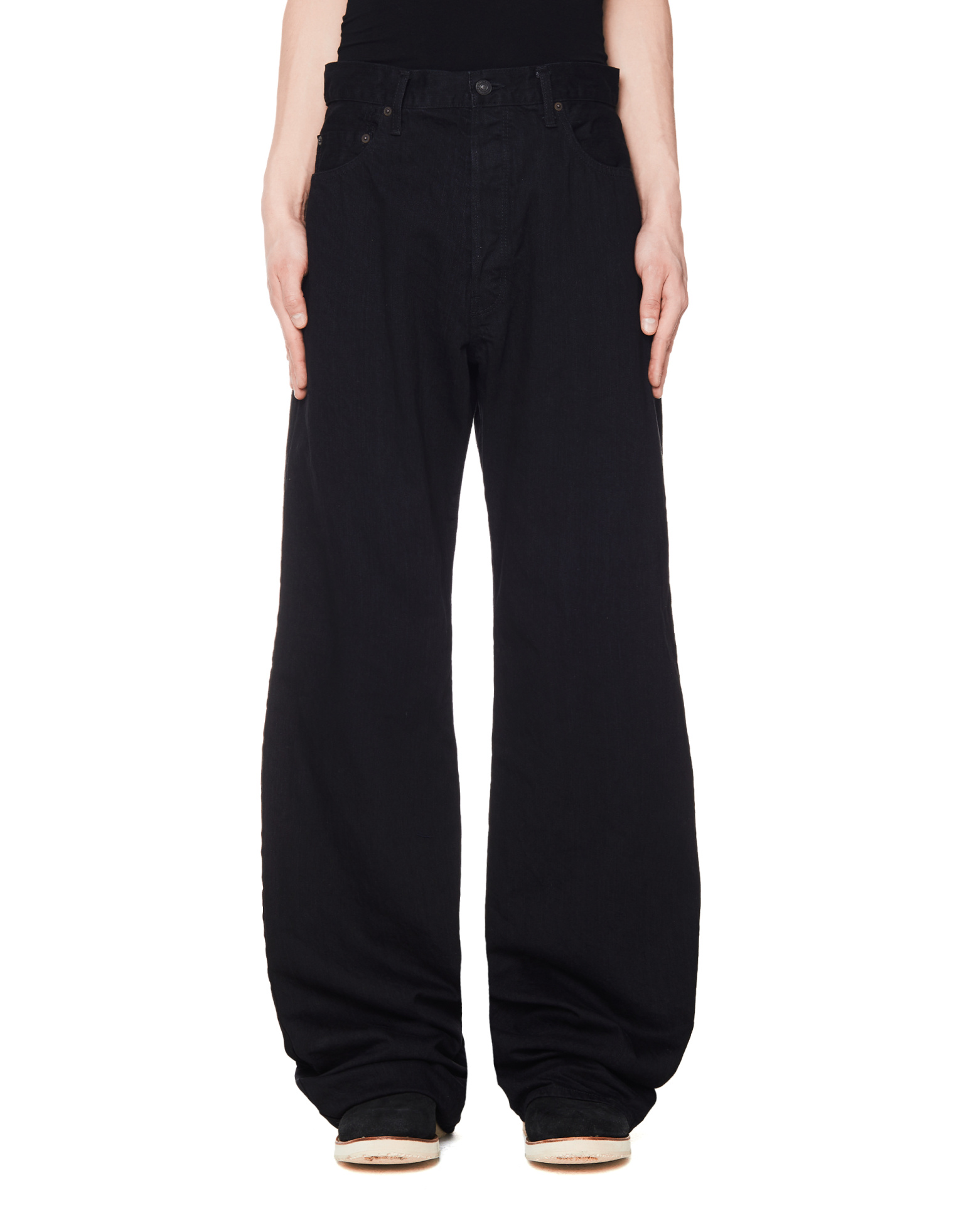 Yohji Yamamoto Black Replica Printed Jeans