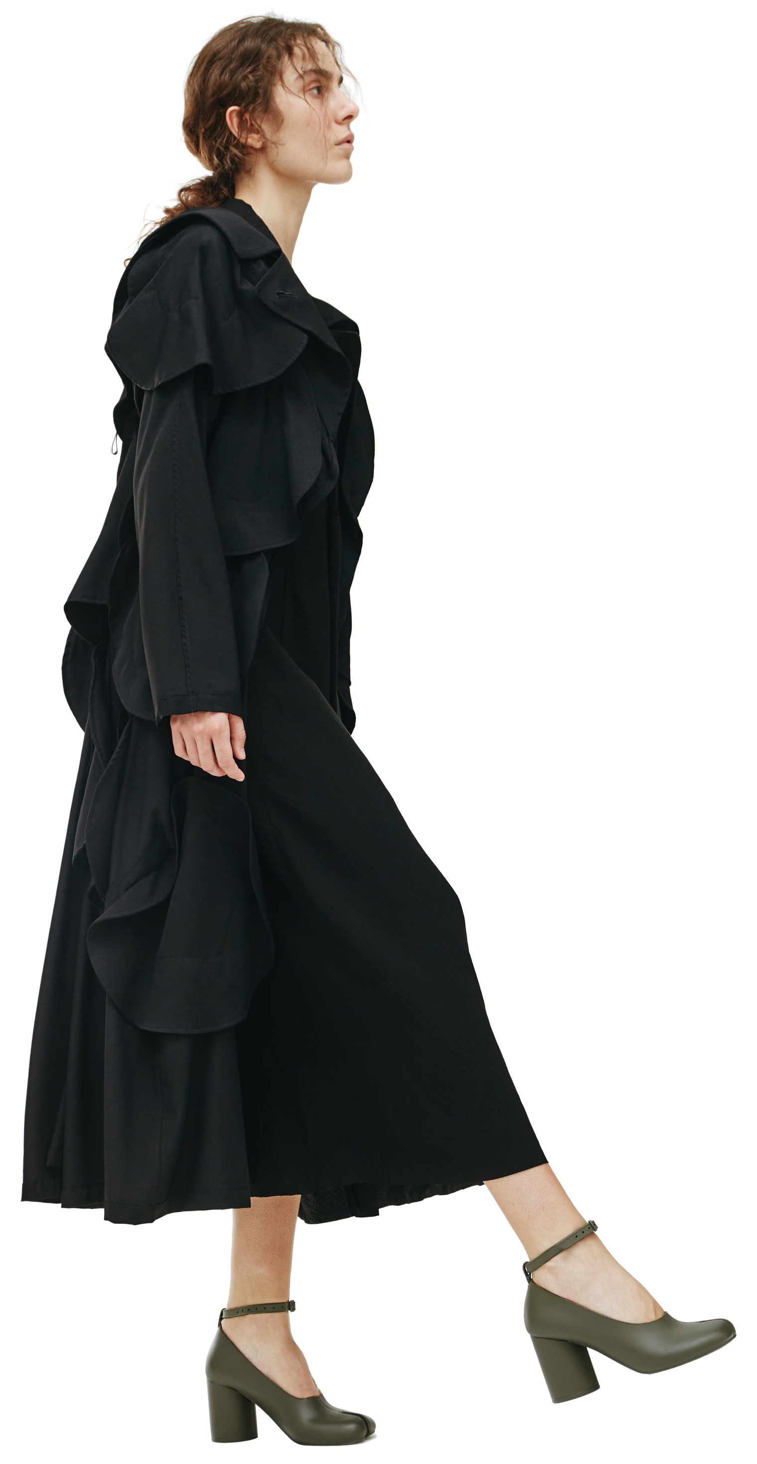 Yohji Yamamoto Шерстяное пальто с объемными кругами