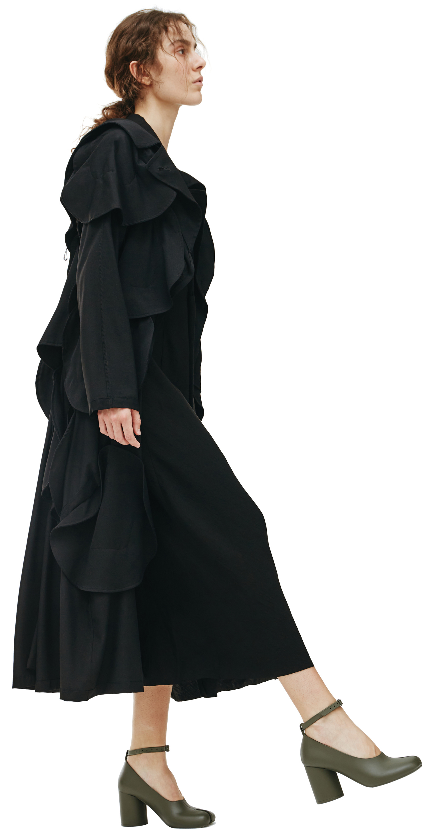 Yohji Yamamoto Black Wool Deconstructed Coat
