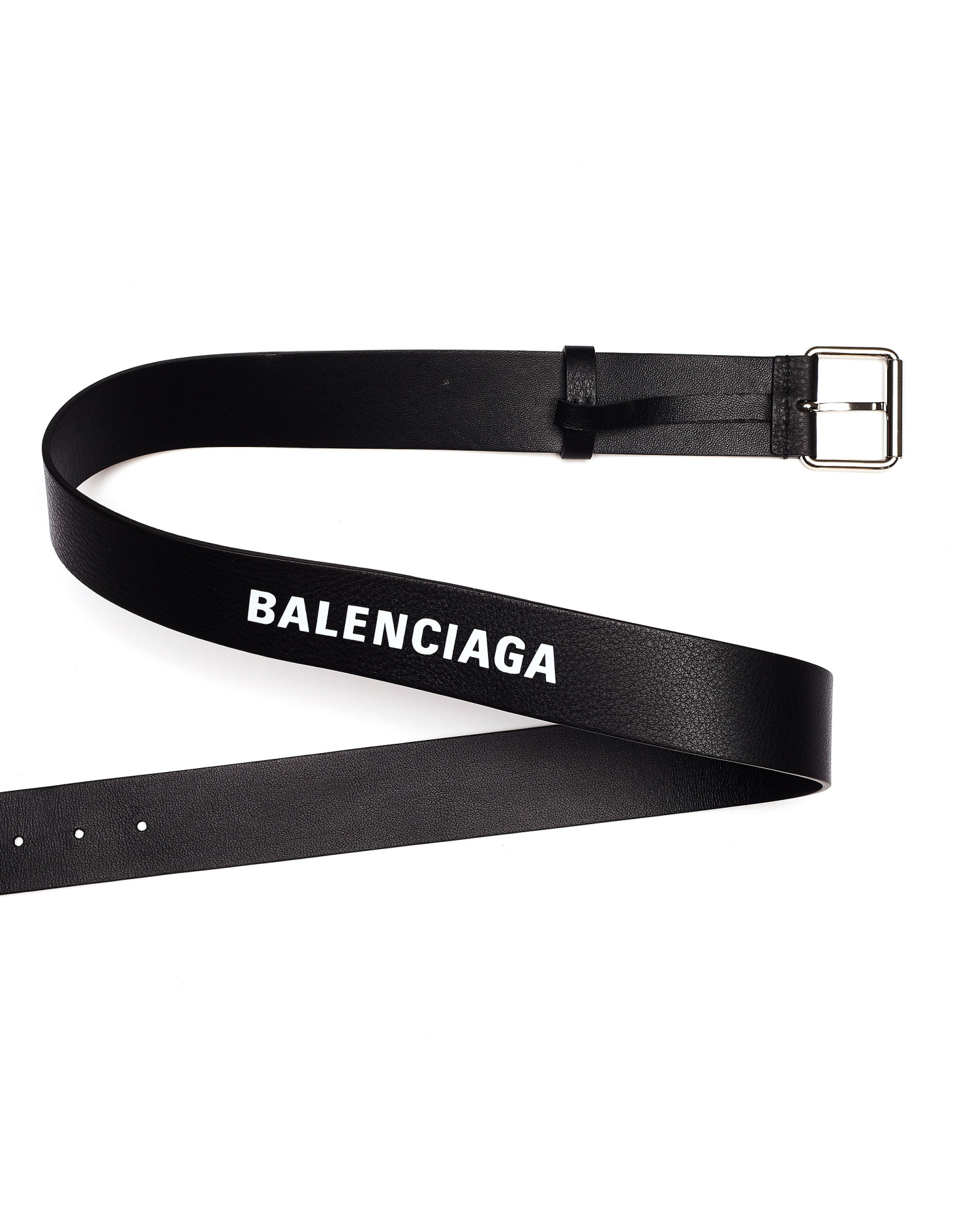 Balenciaga White Logo Leather Belt