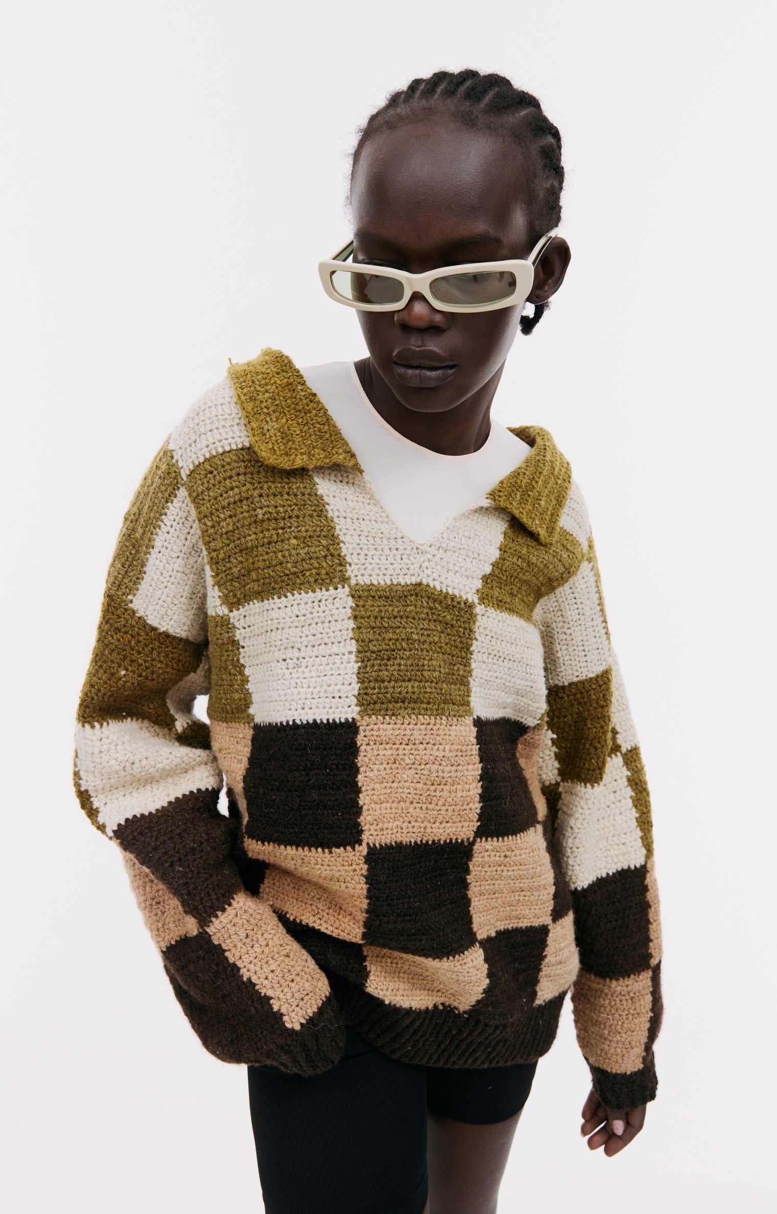 KARU RESEARCH Wool knitted check sweater