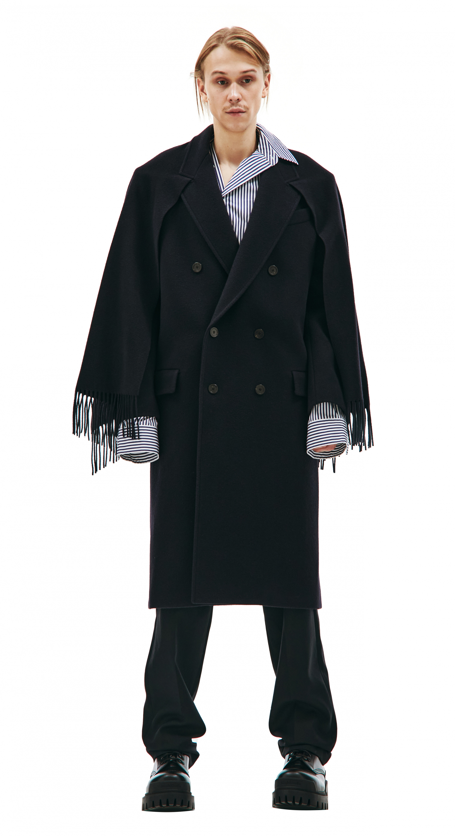 Balenciaga Пальто из шерсти с шарфом