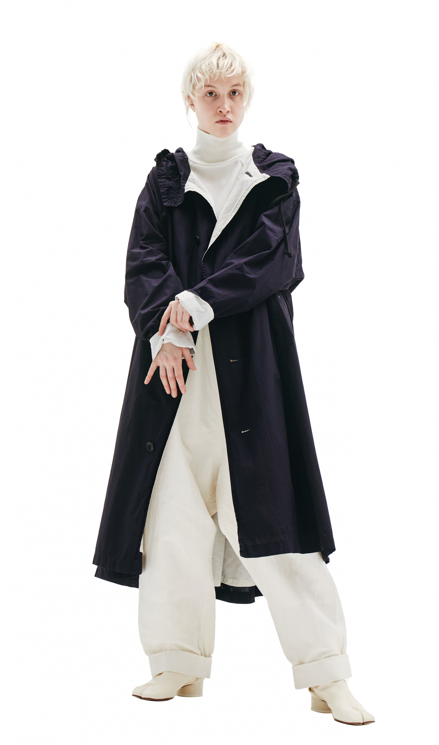 Y\'s Black Cotton Hooded Coat