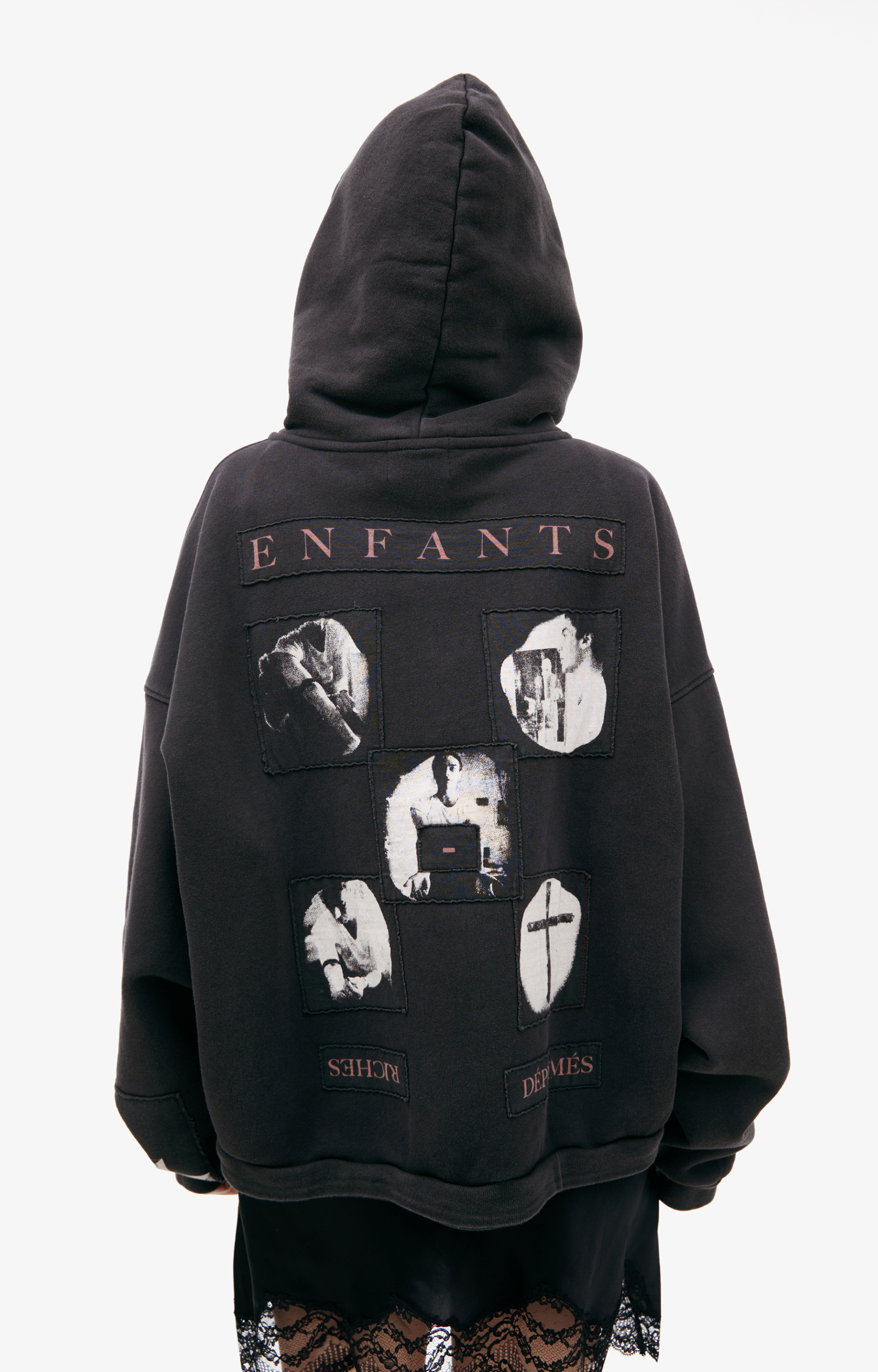 Enfants Riches Déprimés Black hoodie with patches