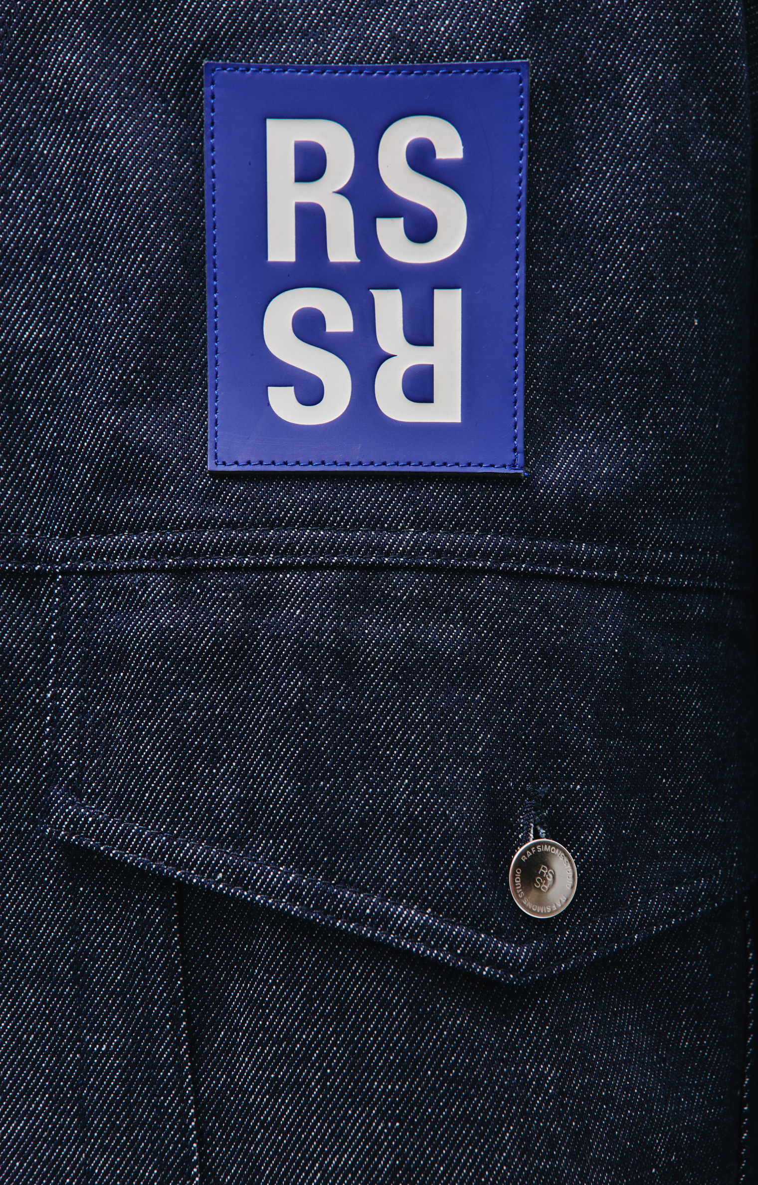 Raf Simons Navy blue logo denim shirt jacket