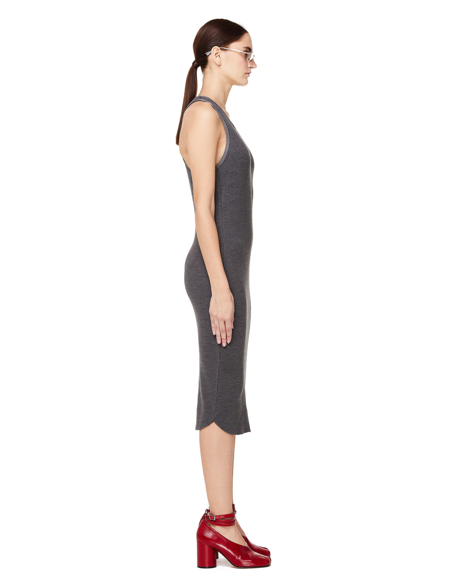 James Perse Dark Grey Rib Knit Tank Dress