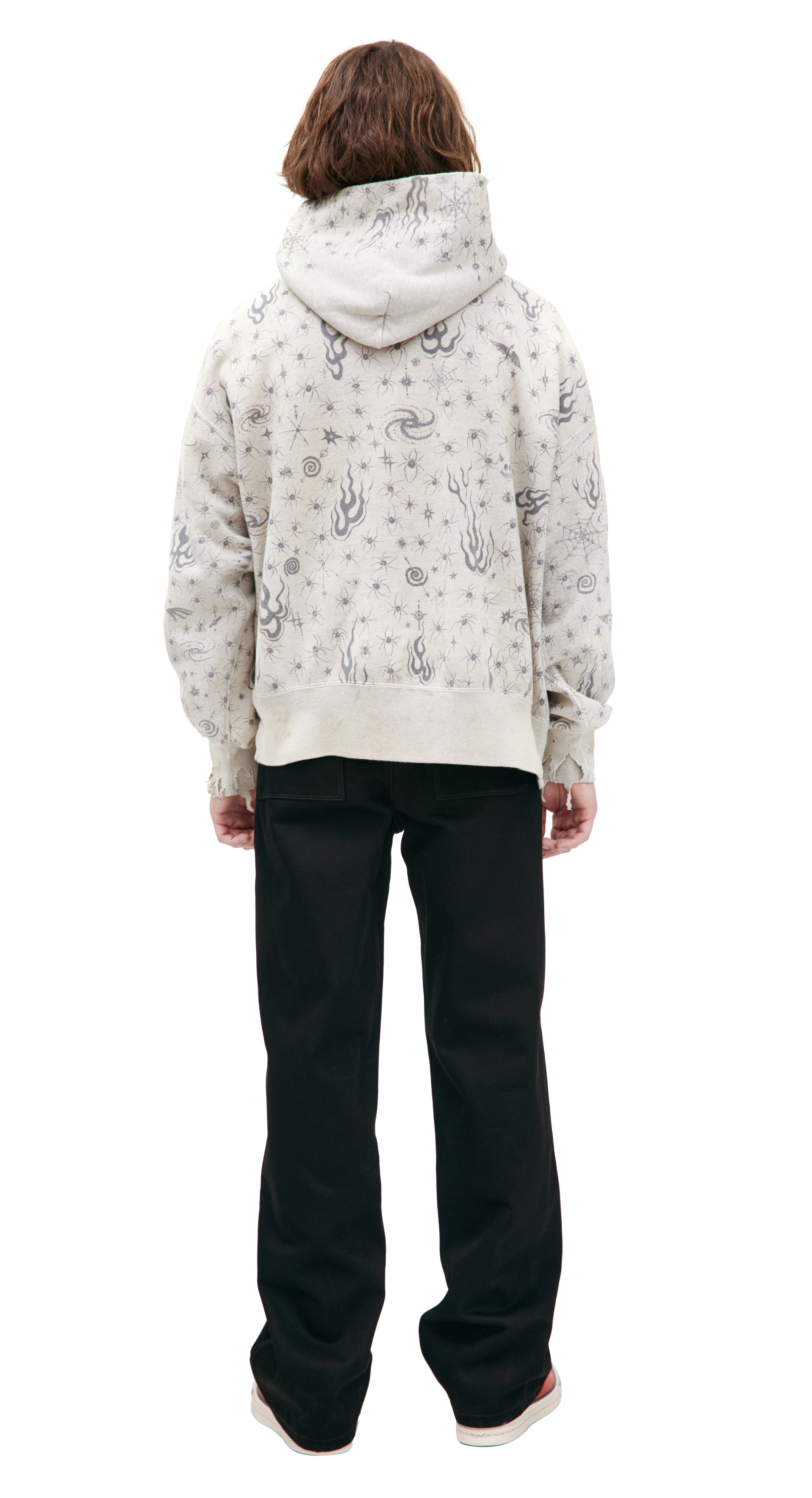 Saint Mxxxxxx Grey monoprint hoodie