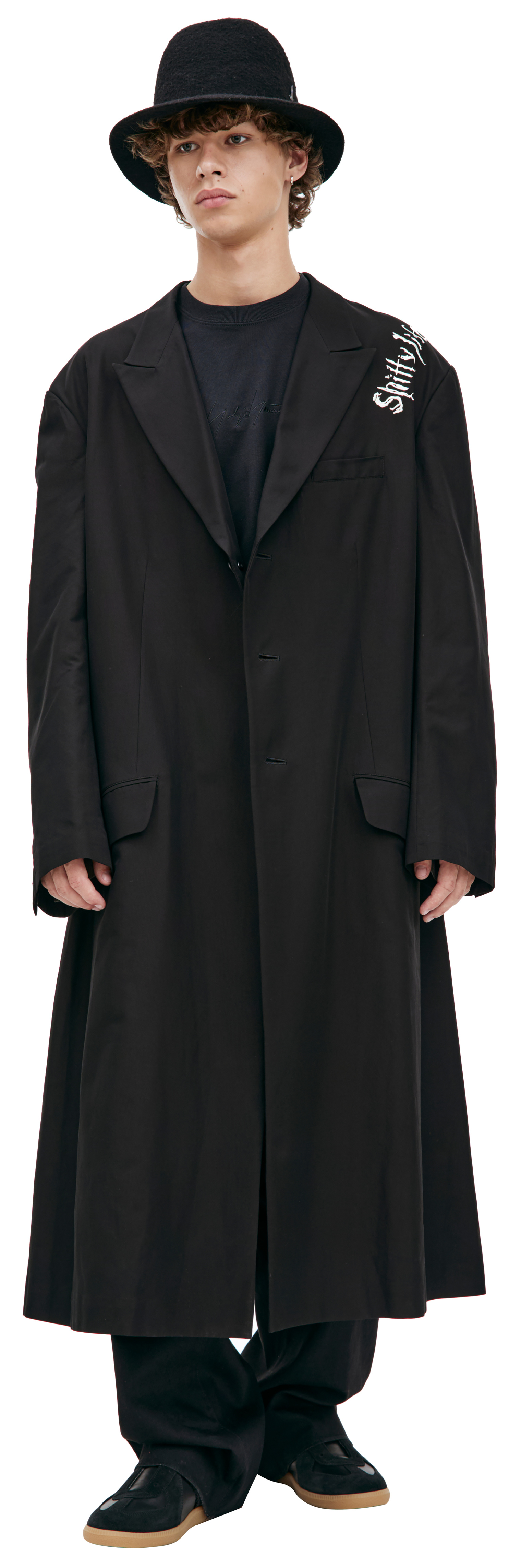 Yohji Yamamoto \'Shitty Life\' Embroidered Coat