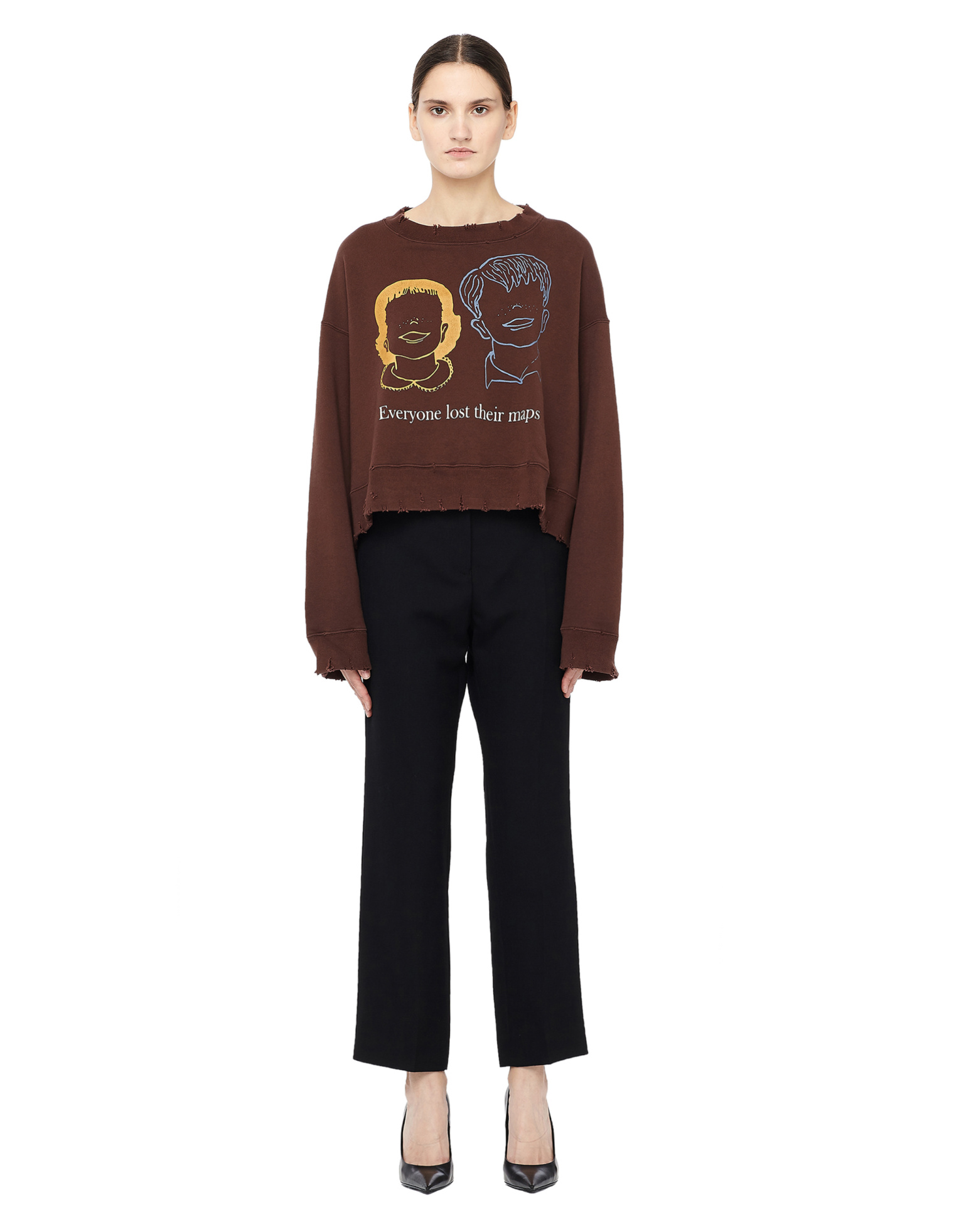 Undercover Printed Cropped Cotton Sweatshirt