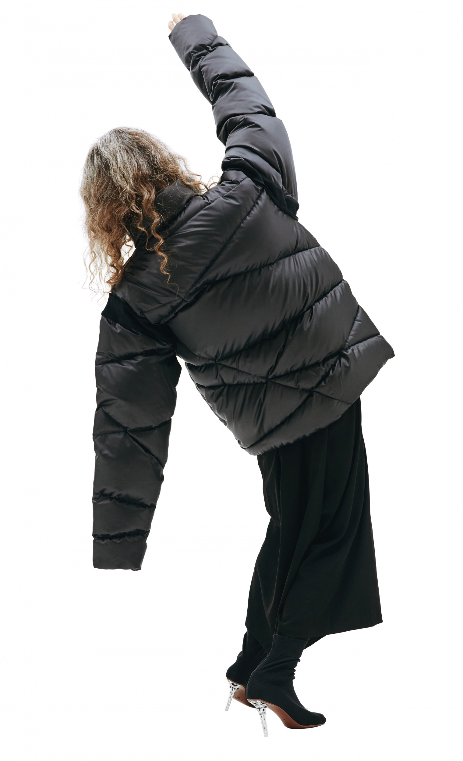 Undercover Asymmetrically quilted down jacket
