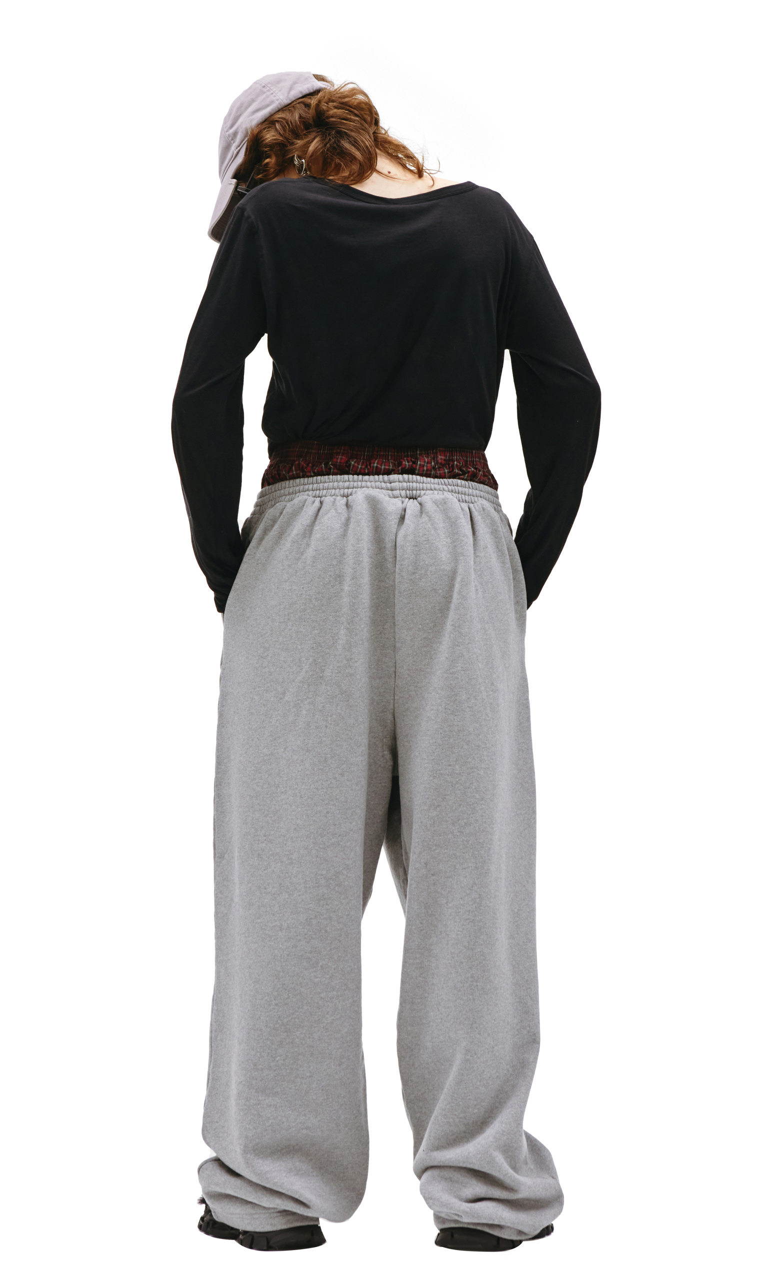 Balenciaga Double Waistband Sweatpants Red And Grey