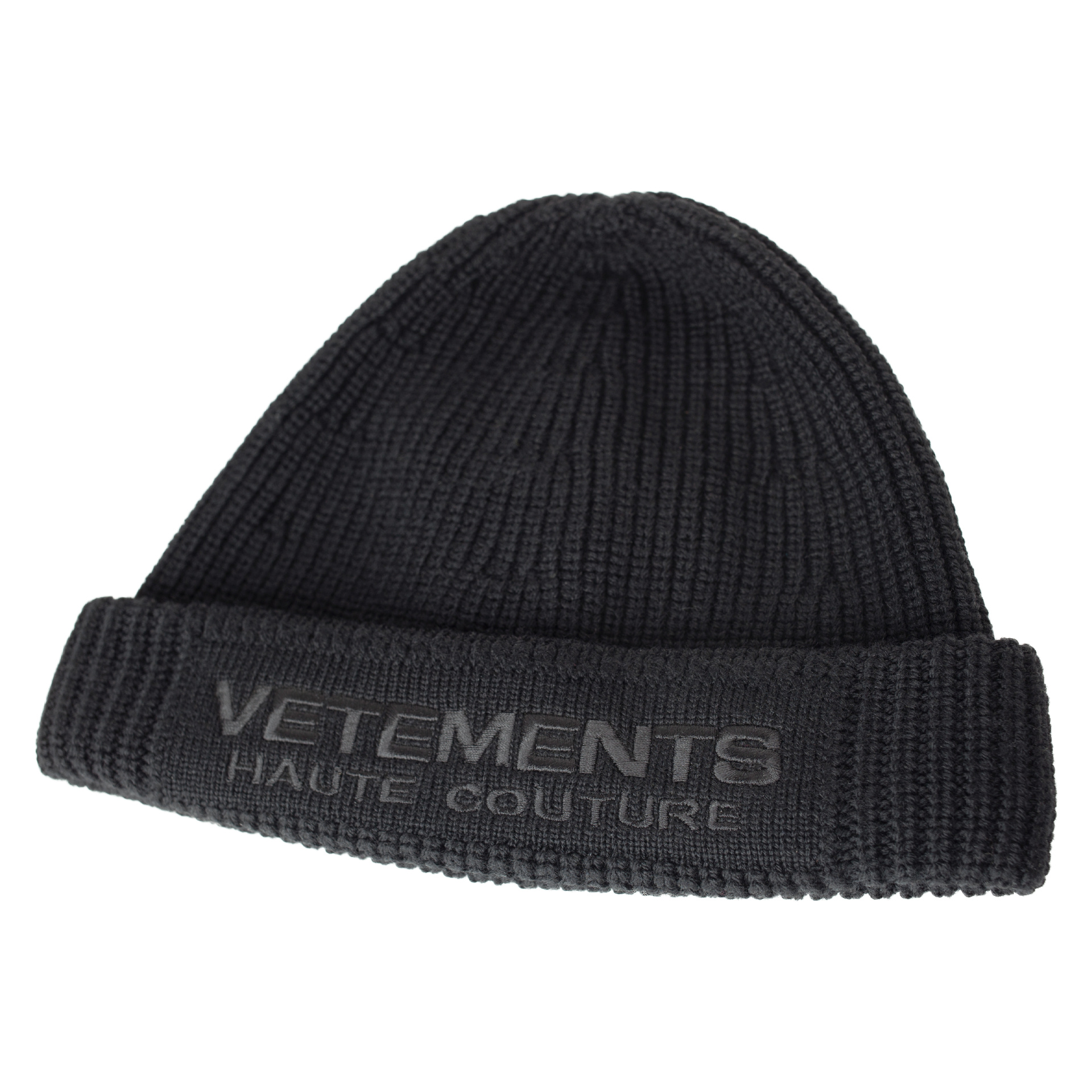 VETEMENTS Black logo beanie