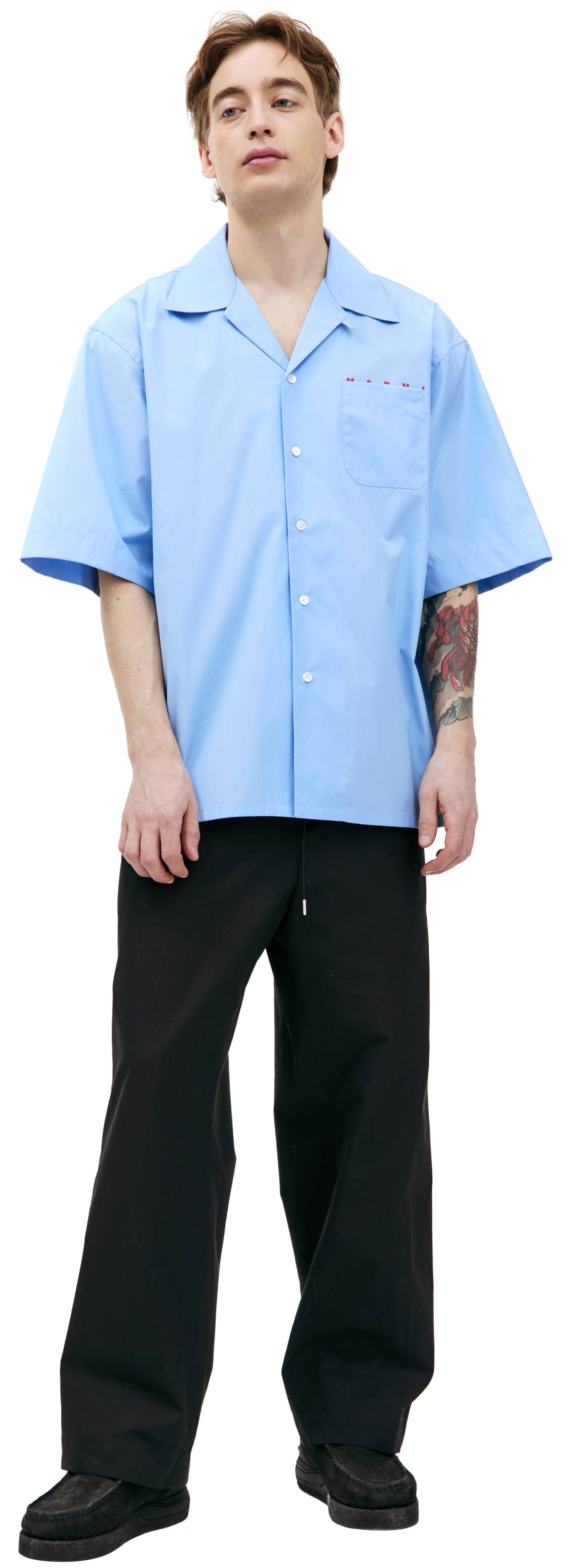Marni Хлопкова рубашка с коротким рукавом