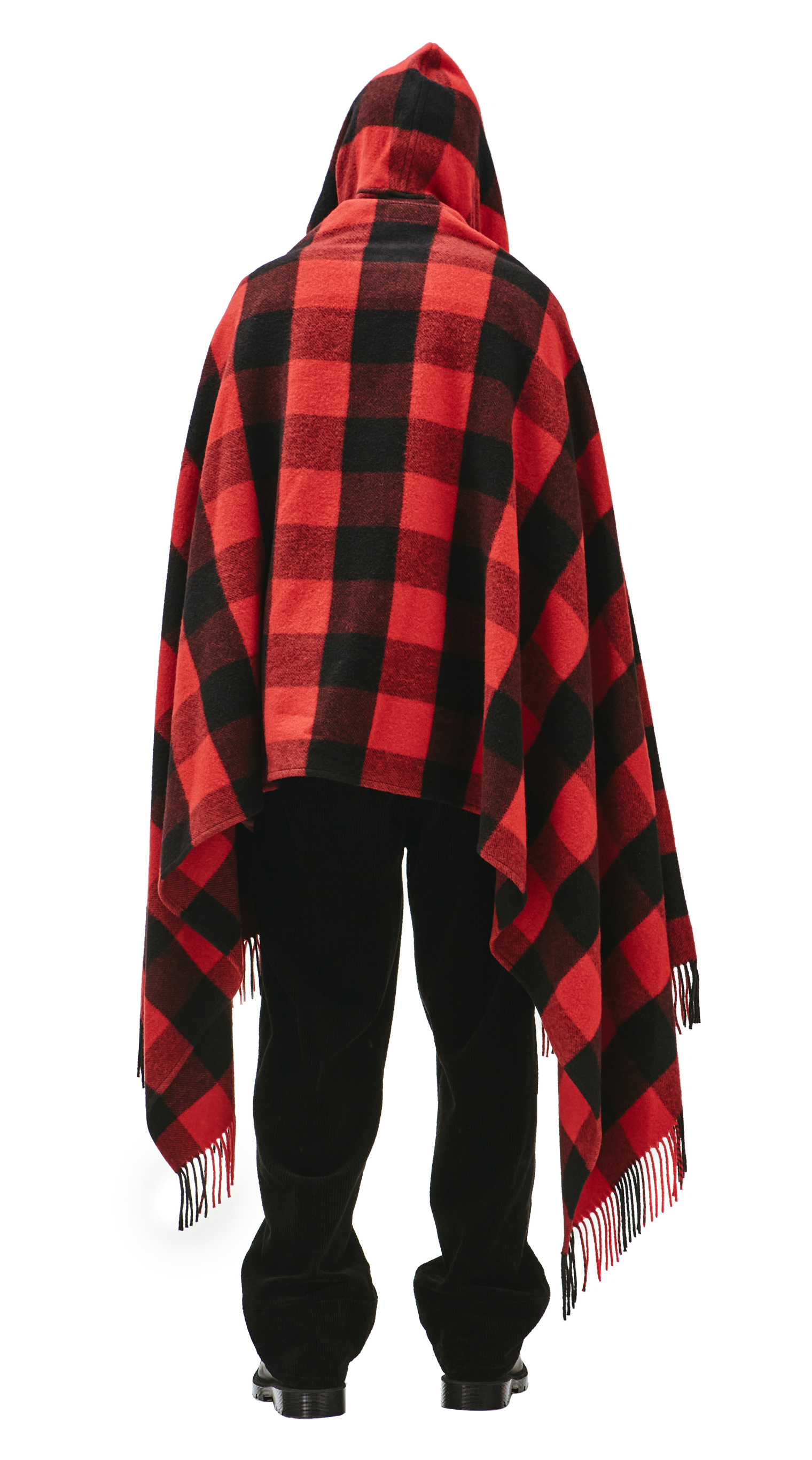 Balenciaga Black & Red Hooded Poncho