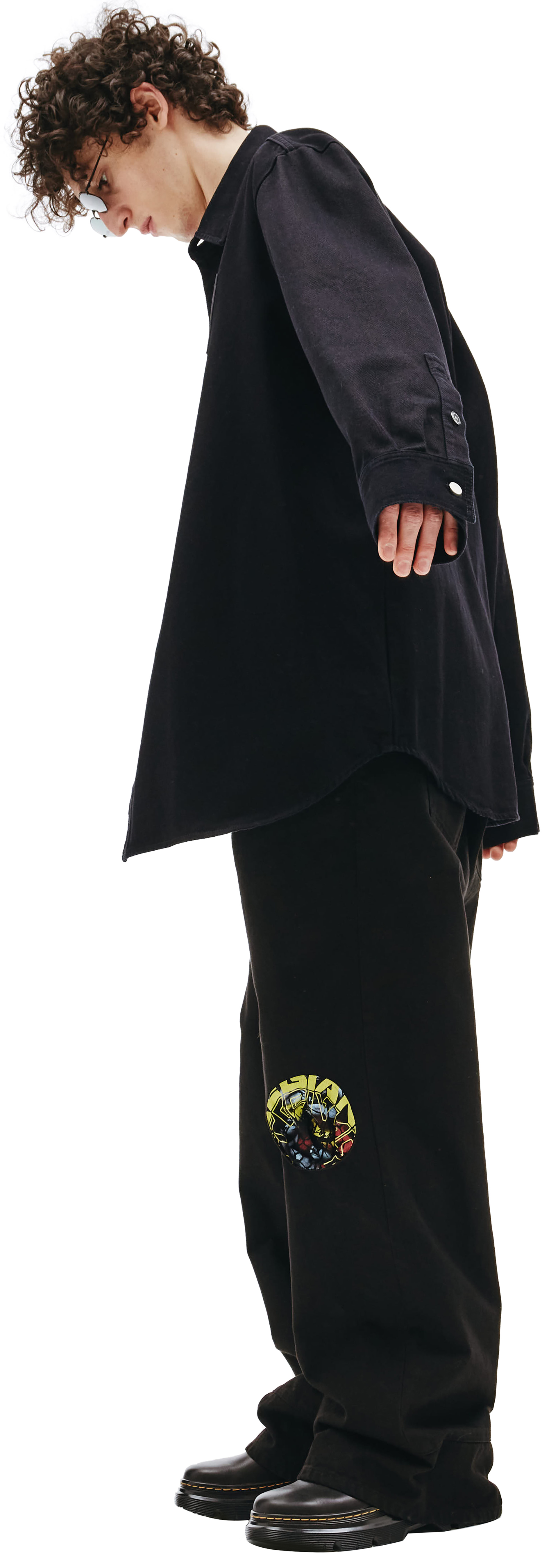 Raf Simons Raf Simons X Smiley Denim Shirt With Leather Patch