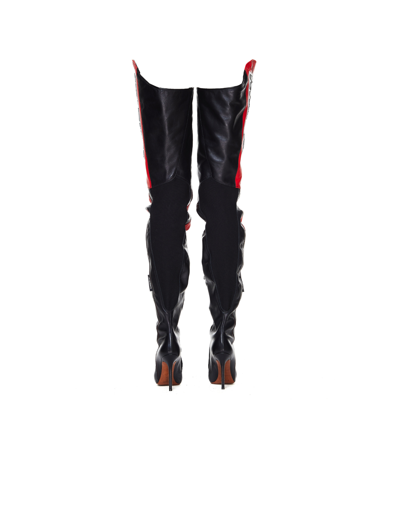 VETEMENTS Черно-красные кожаные ботфорты