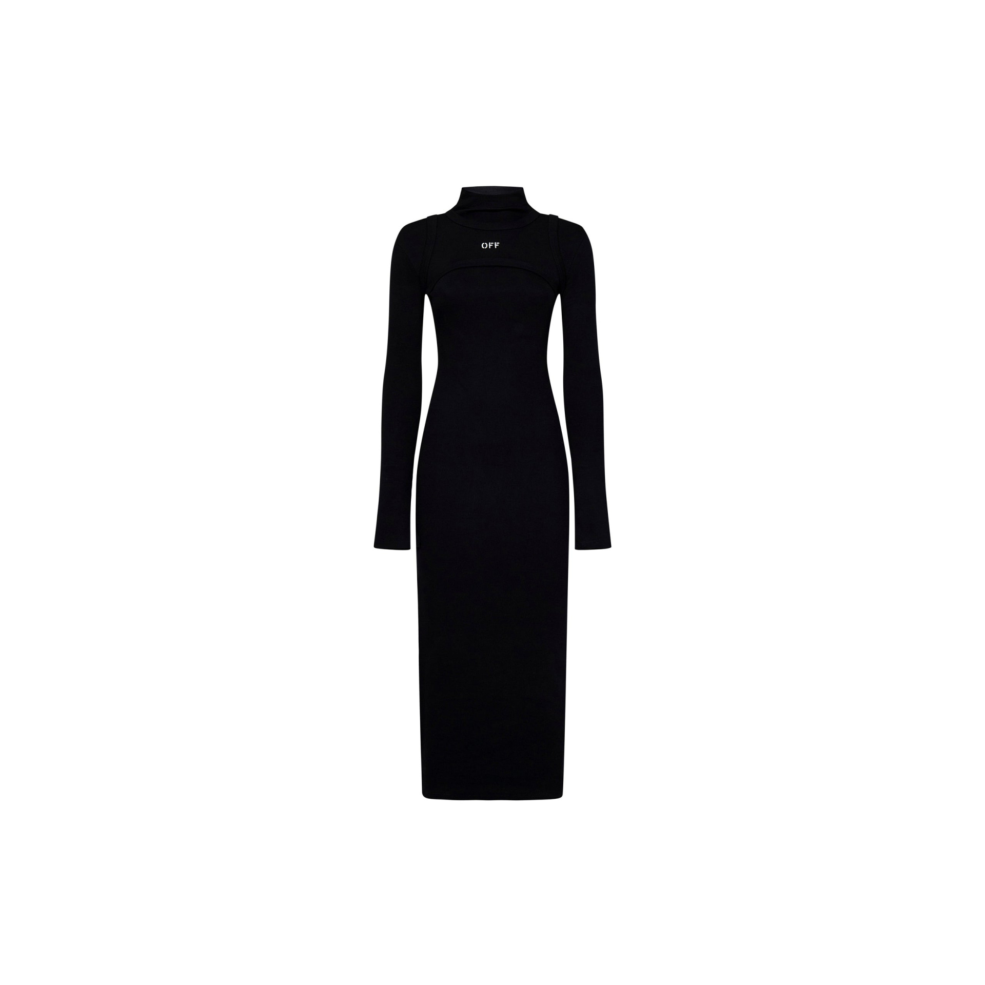 Off White Off Stamp Ribbed Midi Dress