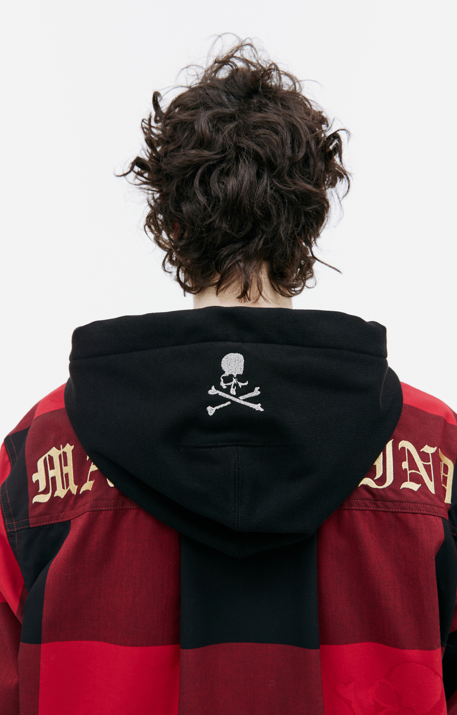 Mastermind WORLD Сheck-print hooded shirt