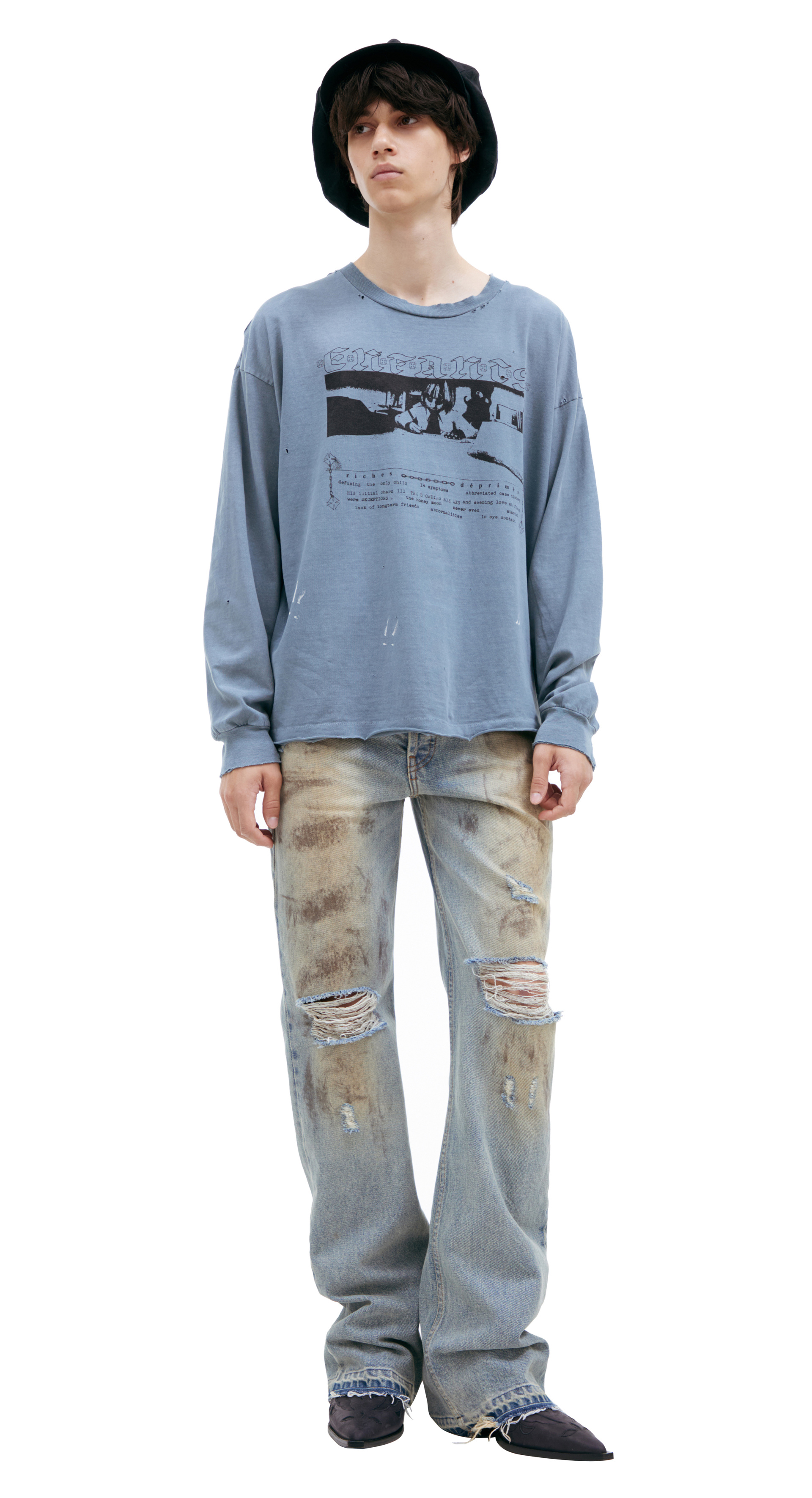 MAISON MARGIELA｜JEANS (S50LA0240 S30383 961) Maison Margiela Blue washed-effect jeans with buckle