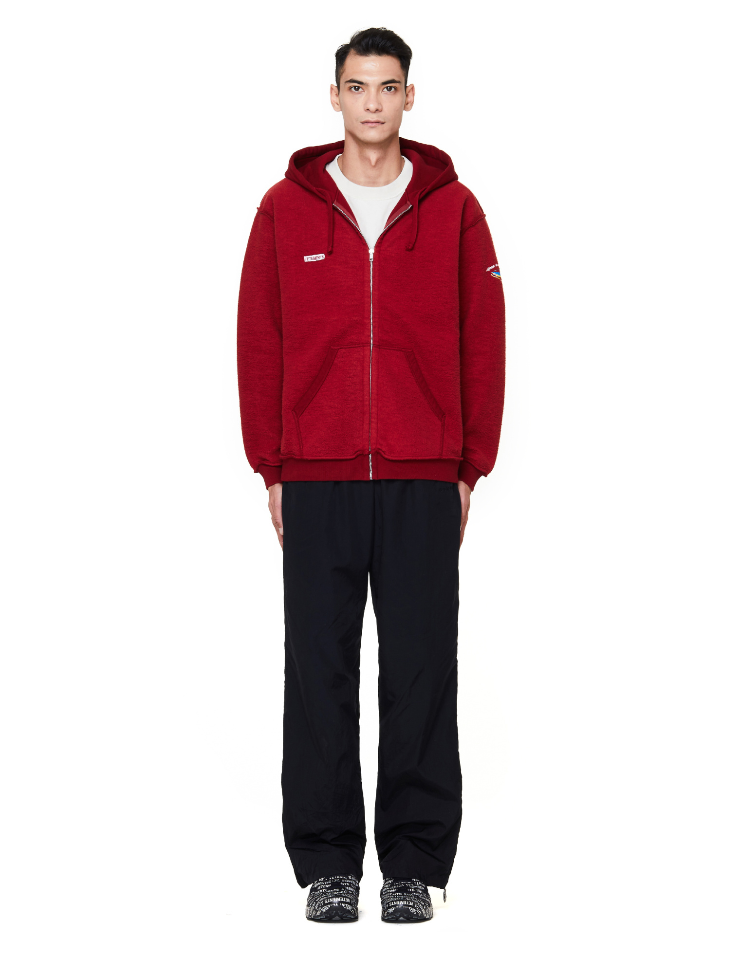 VETEMENTS Красное хлопковое худи inside out
