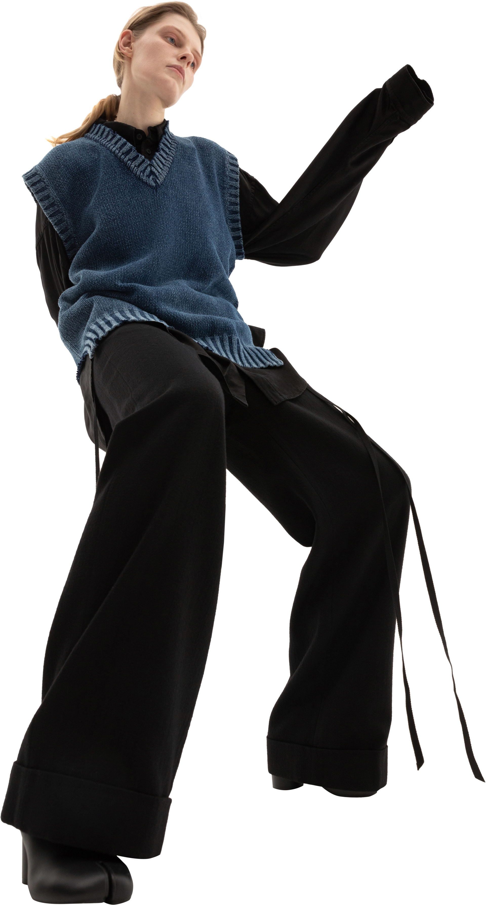 Maison Margiela V-neck Blue Washed Vest