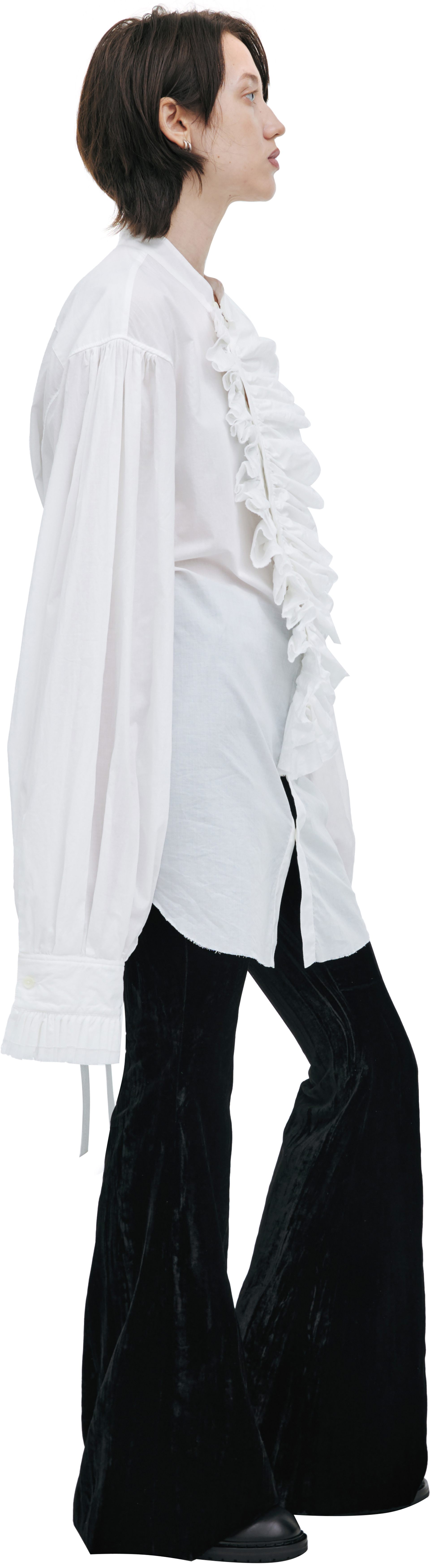 Ann Demeulemeester Cotton shirt with voluminous ruffles on the collar
