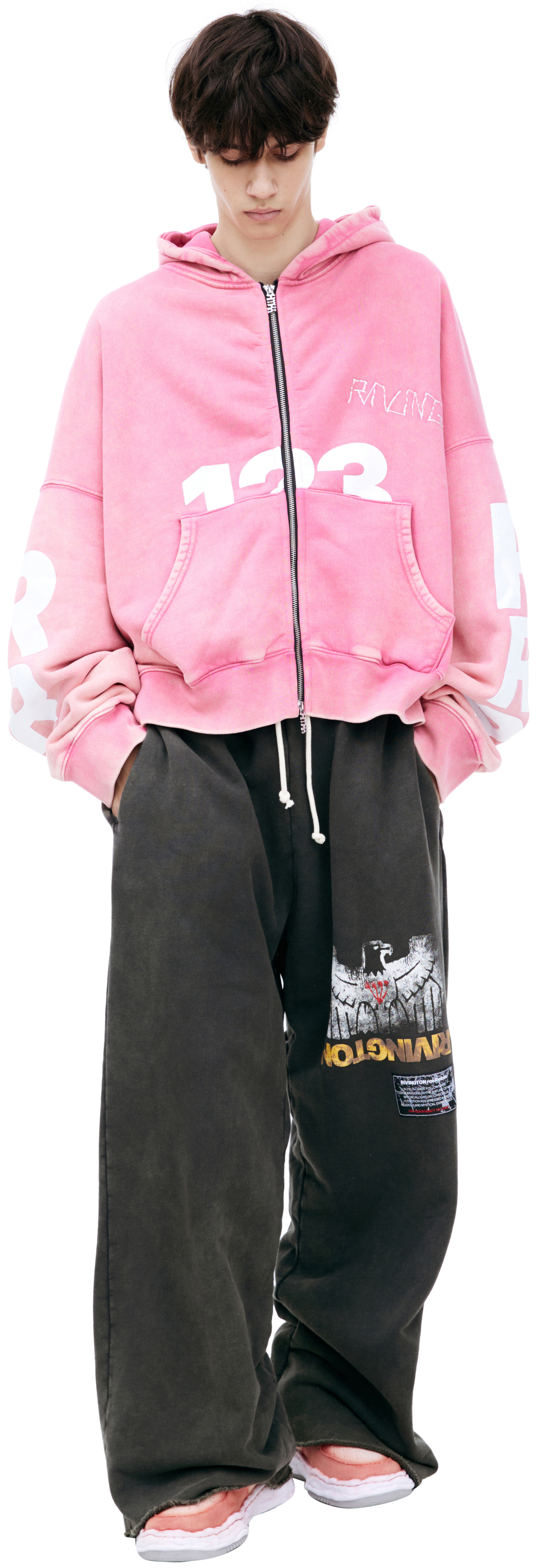 RRR123 Pink zippered hoodie