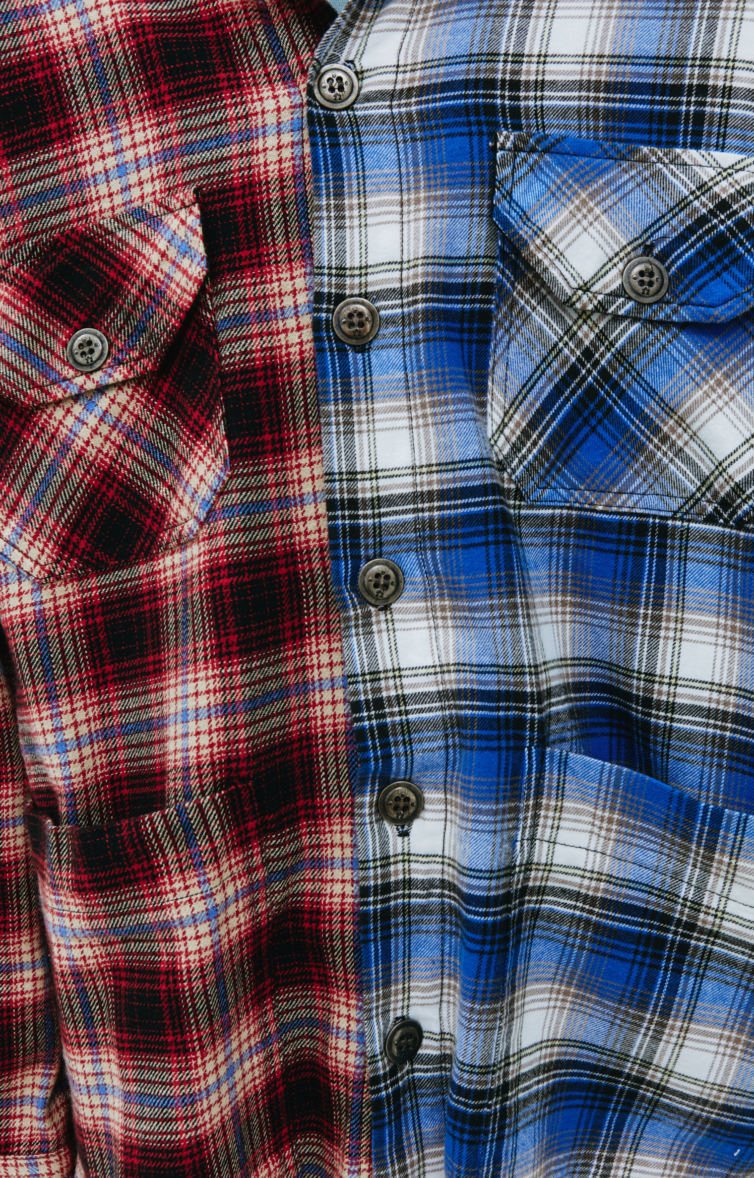 Greg Lauren Two-tone checked shirt