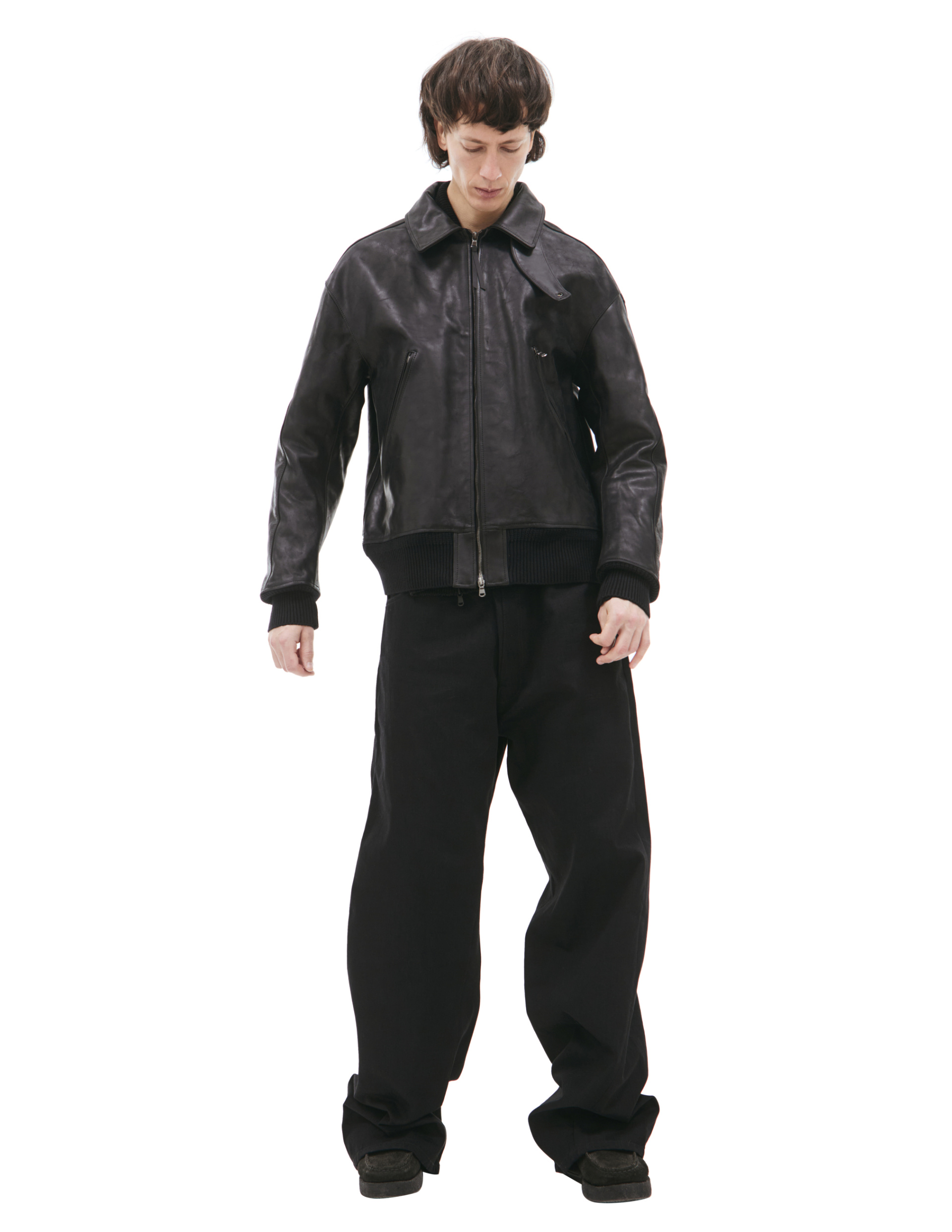 The Viridi-Anne Leather jacket with collar