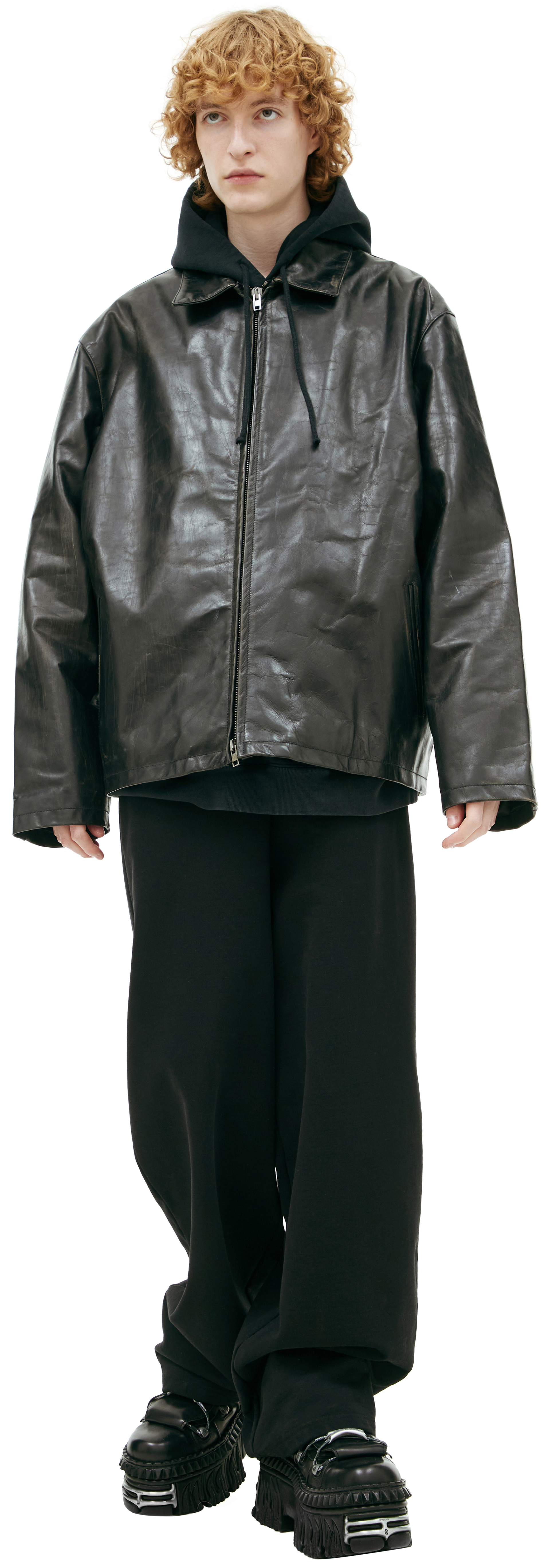 VETEMENTS Leather jacket with collar