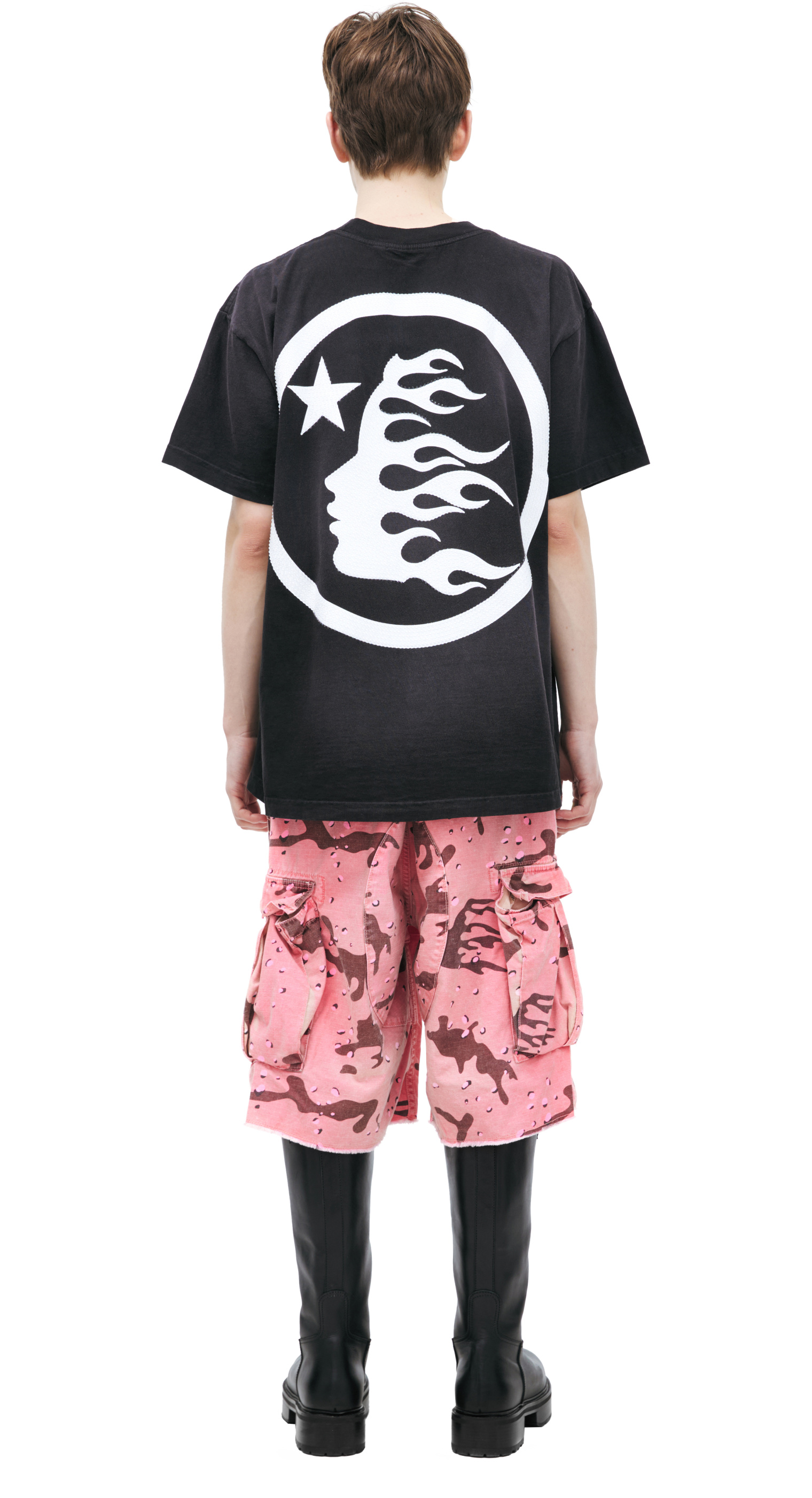 Buy Hellstar men black t-shirt with a rhinestone logo for $425 