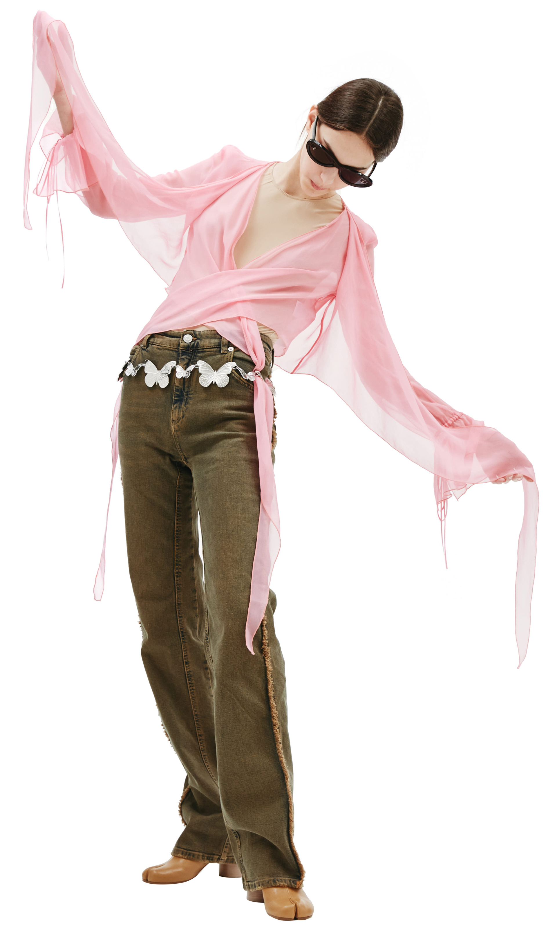 Blumarine Кhaki fringed jeans