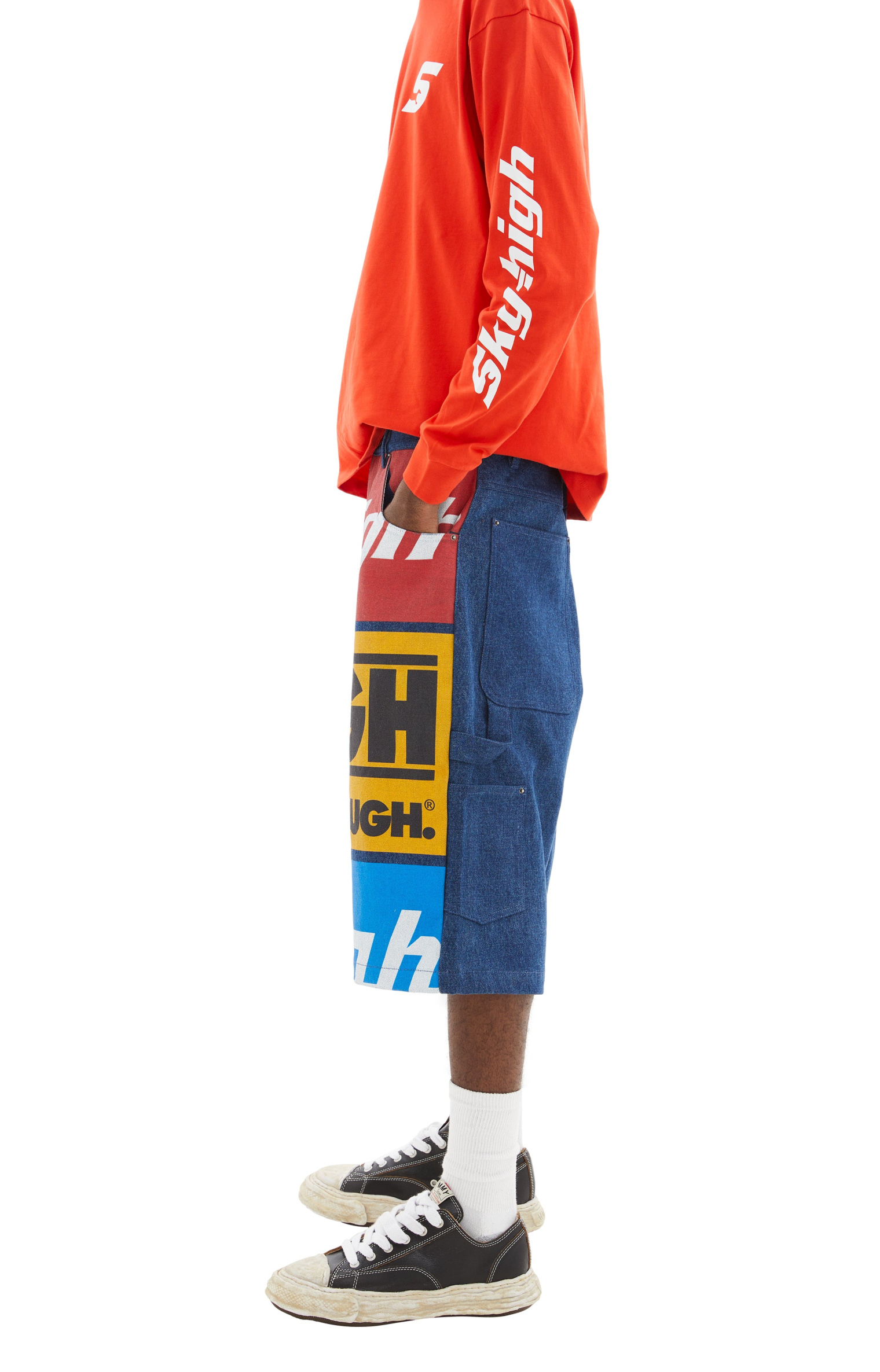 SKY HIGH FARM WORKWEAR Construction Graphic Logo Shorts