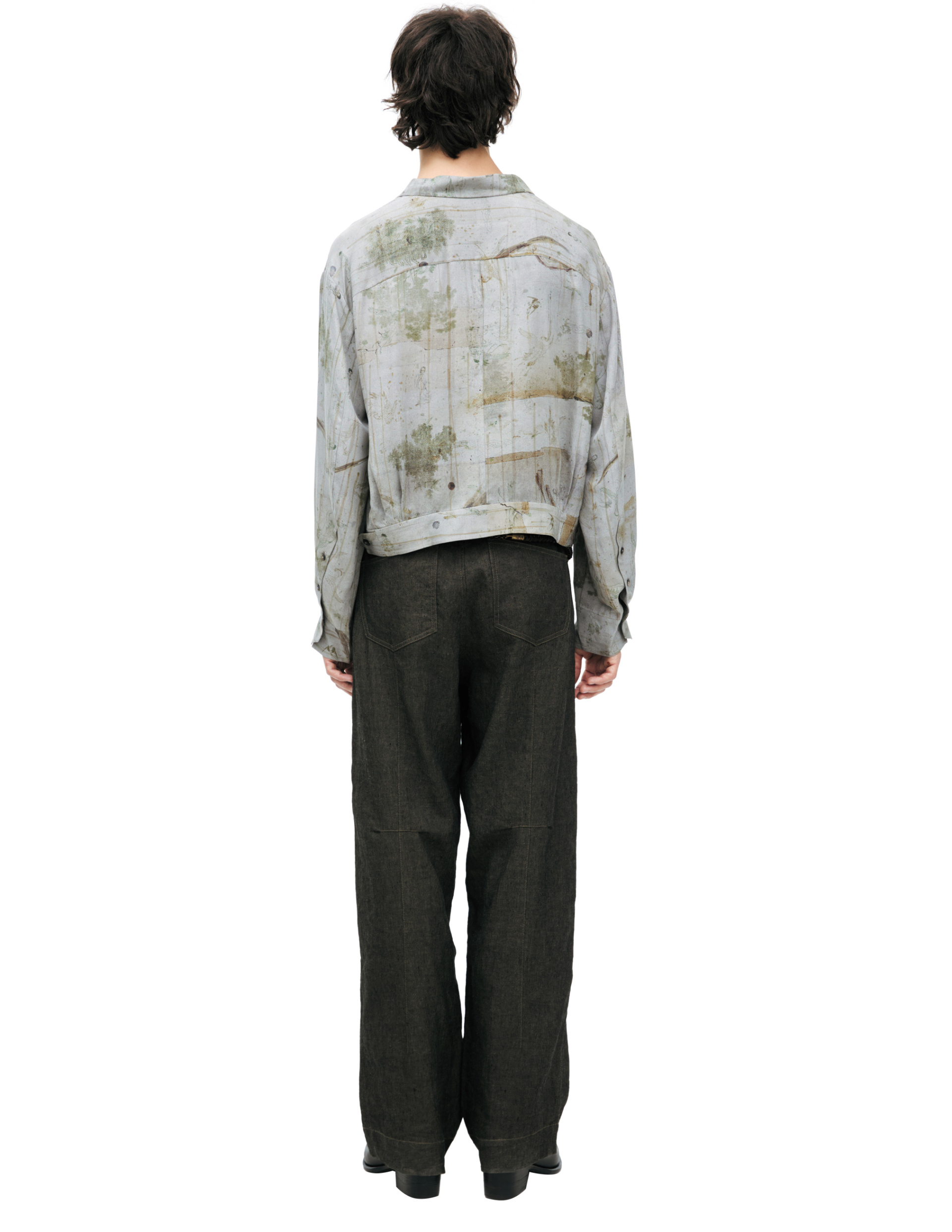 Ziggy Chen Рубашка-0M2610711 WORKERS SHIRT, укороченные силуэт, отложные воротник, принт растений, мультиколор