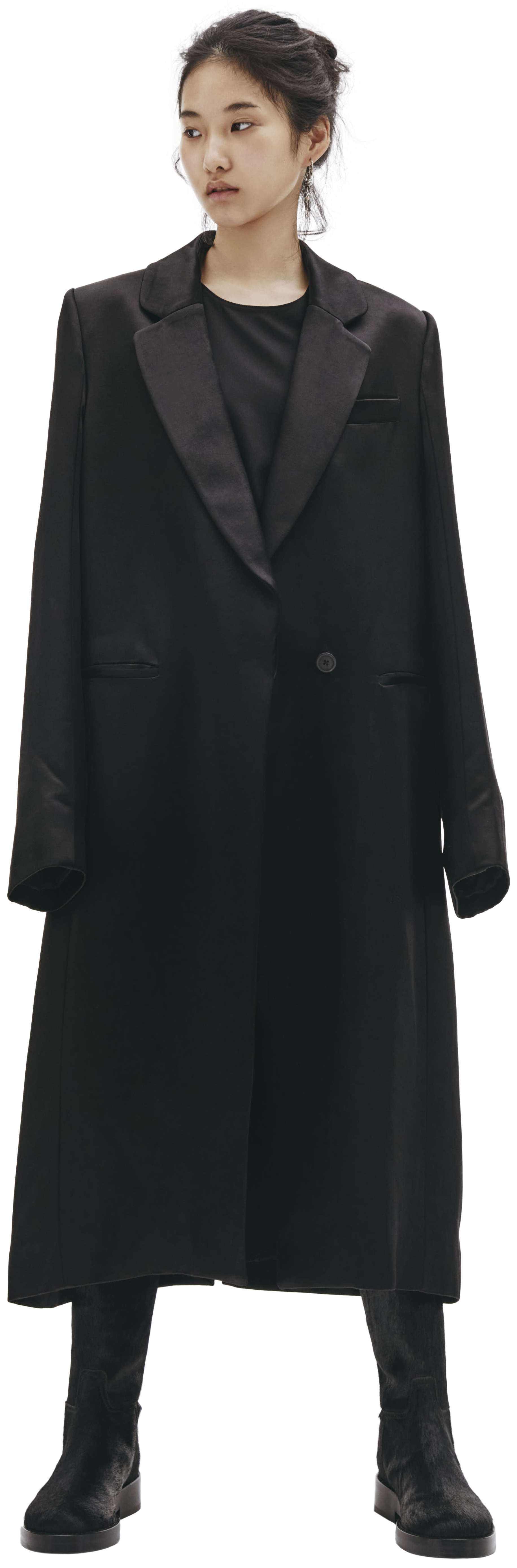 Ann Demeulemeester Black Satin Coat
