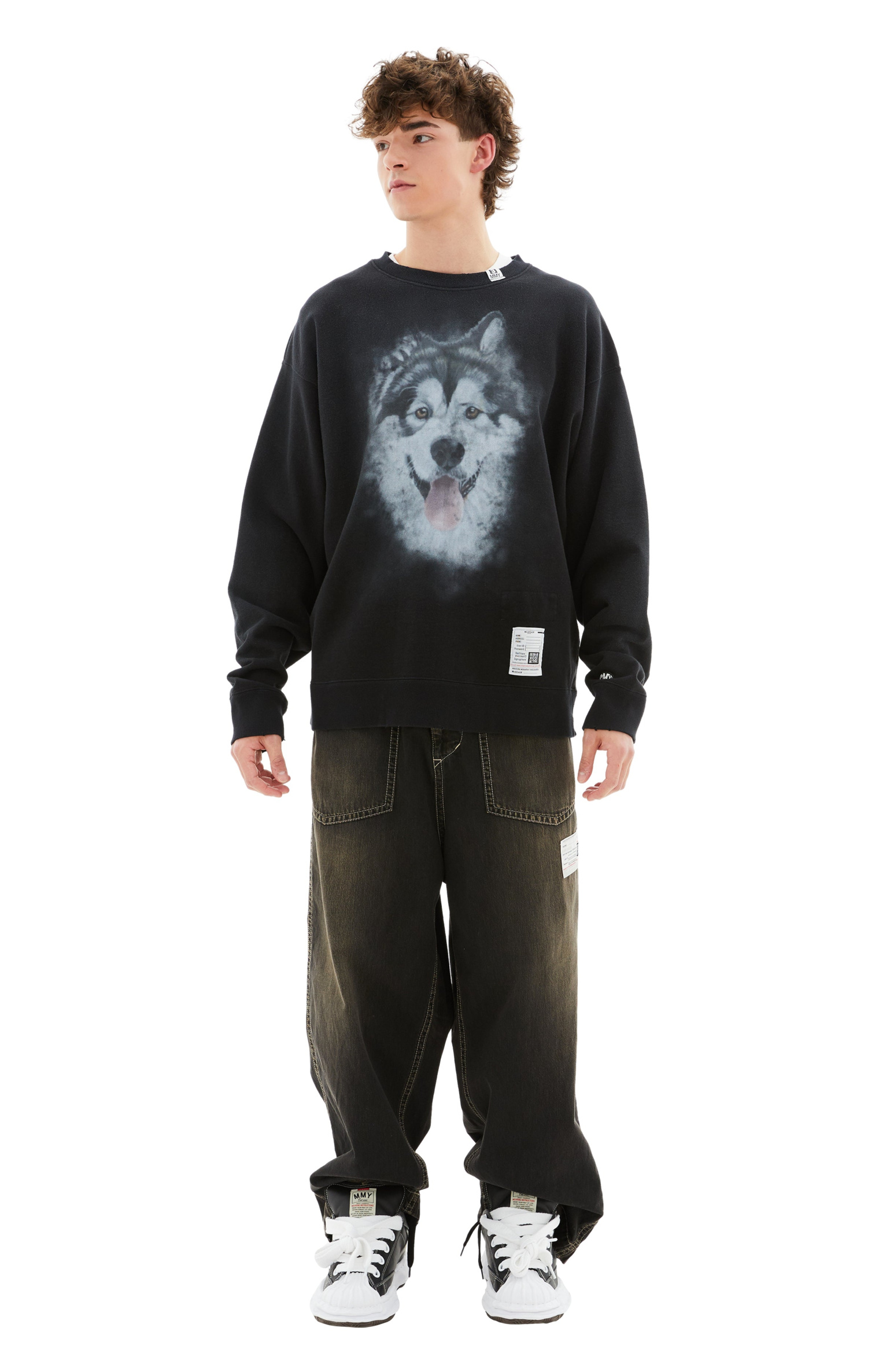 Maison Mihara Yasuhiro Distressed Dog Printed Pullover