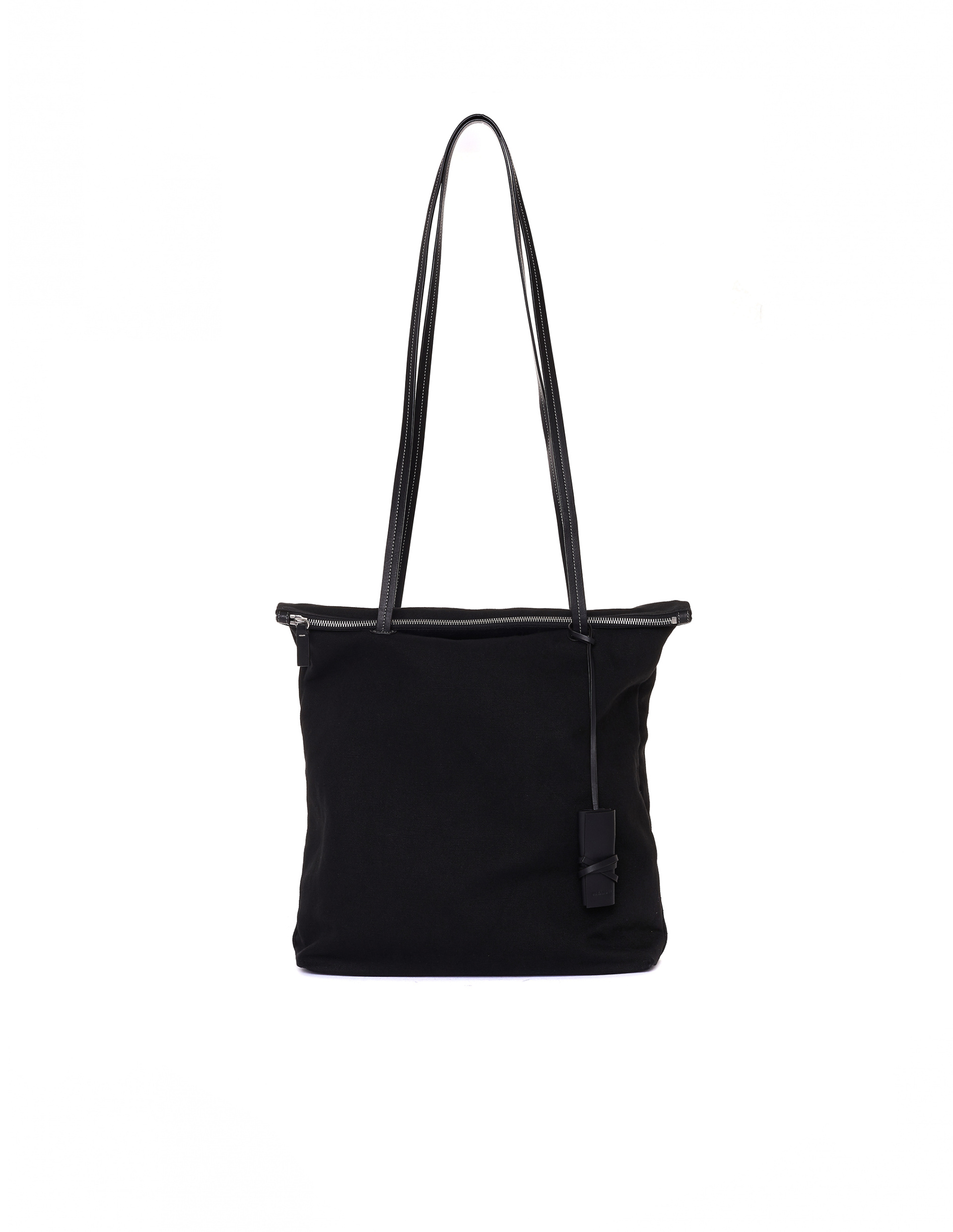 Jil Sander Black Cotton & Linen Shopper Bag