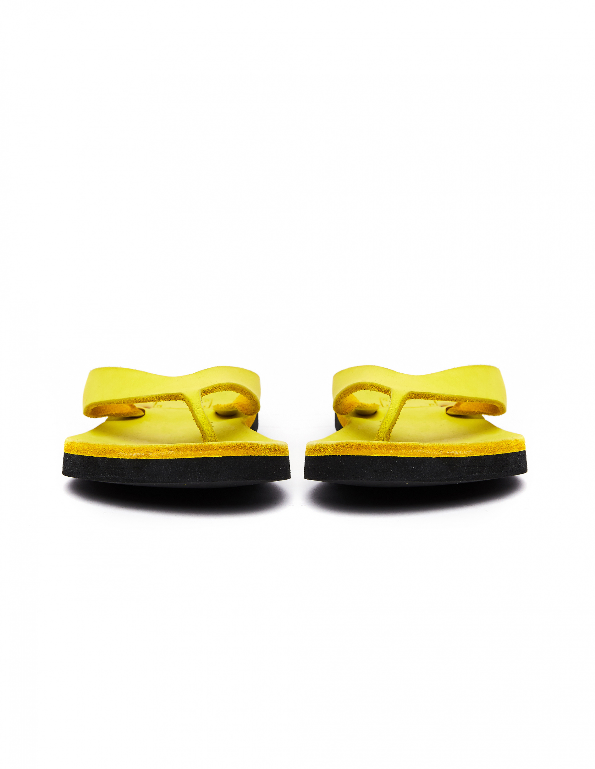 yellow leather flip flops