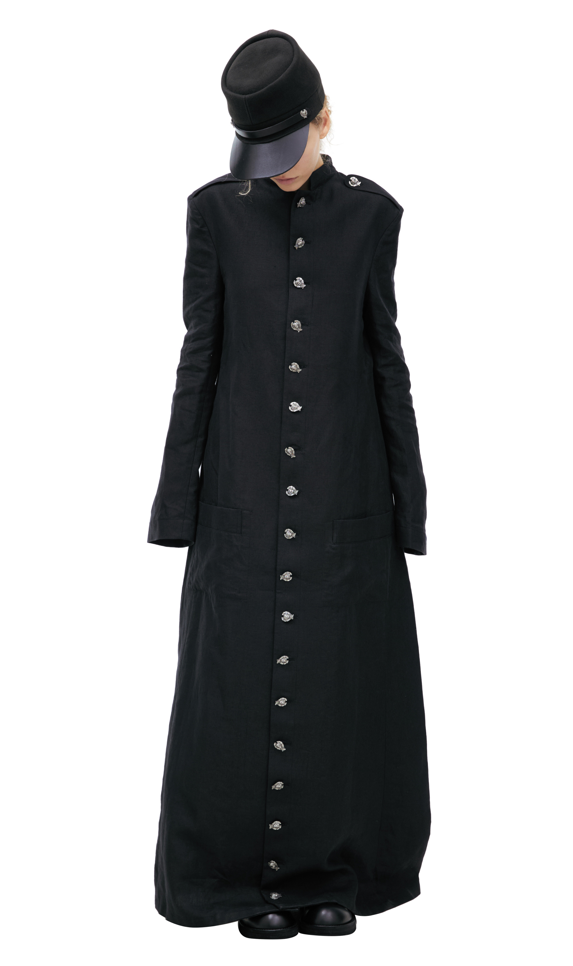 Enfants Riches Déprimés LINEN PRIEST COAT WITH CHERUB BUTTONS