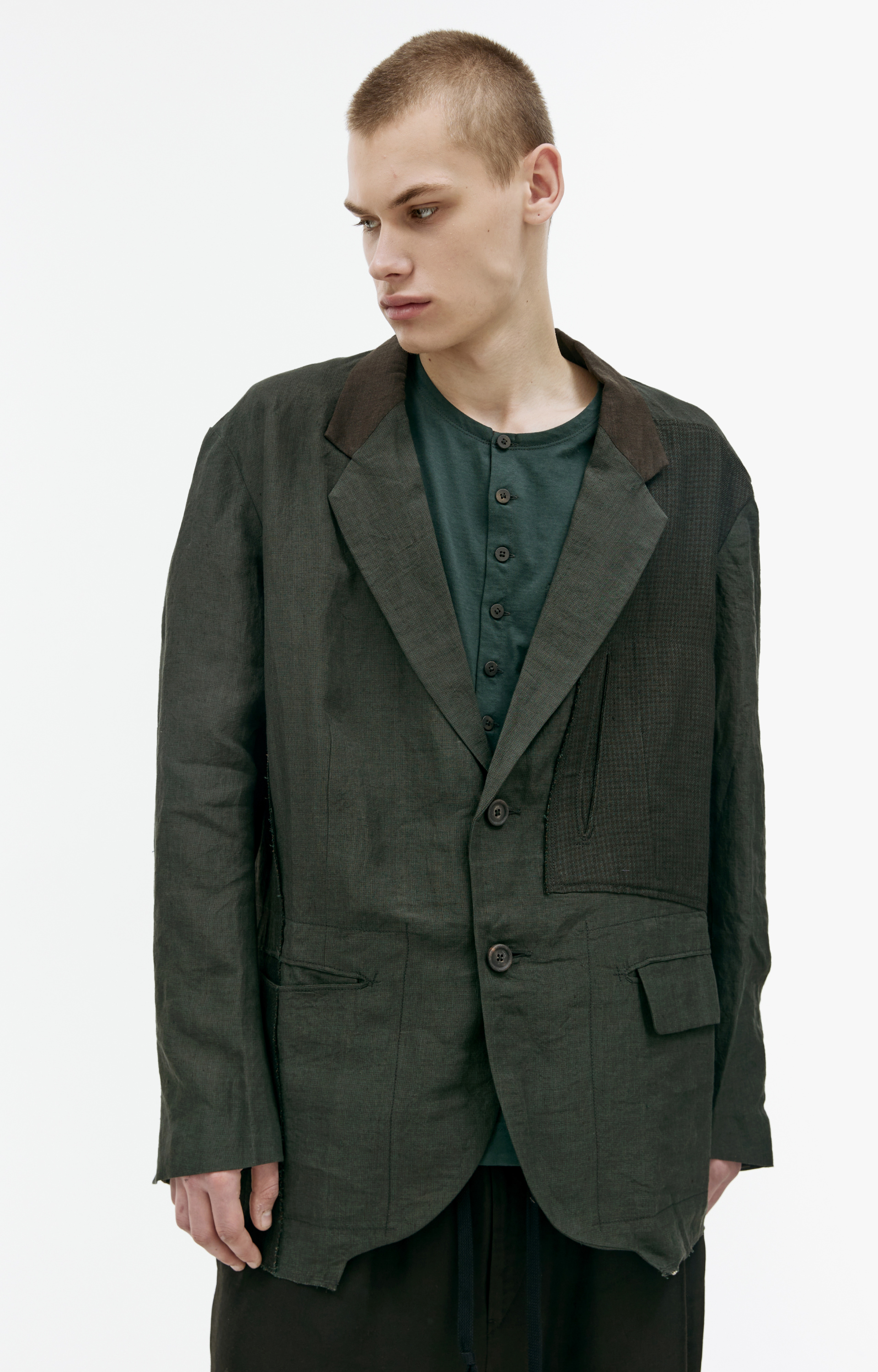 Ziggy Chen Linen single-breasted jacket