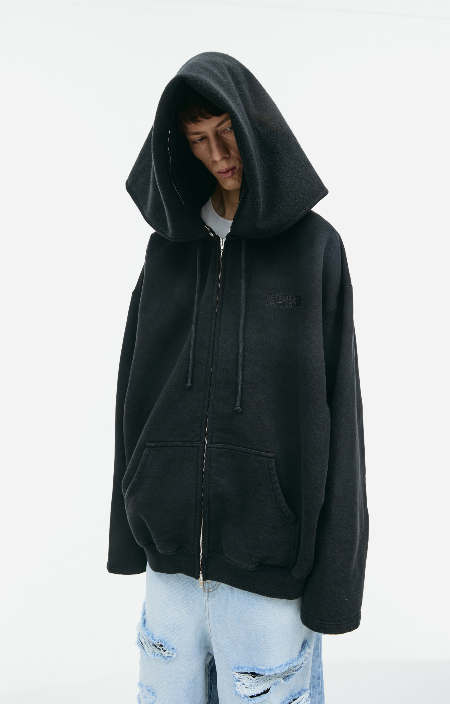 VETEMENTS Black zip up hoodie