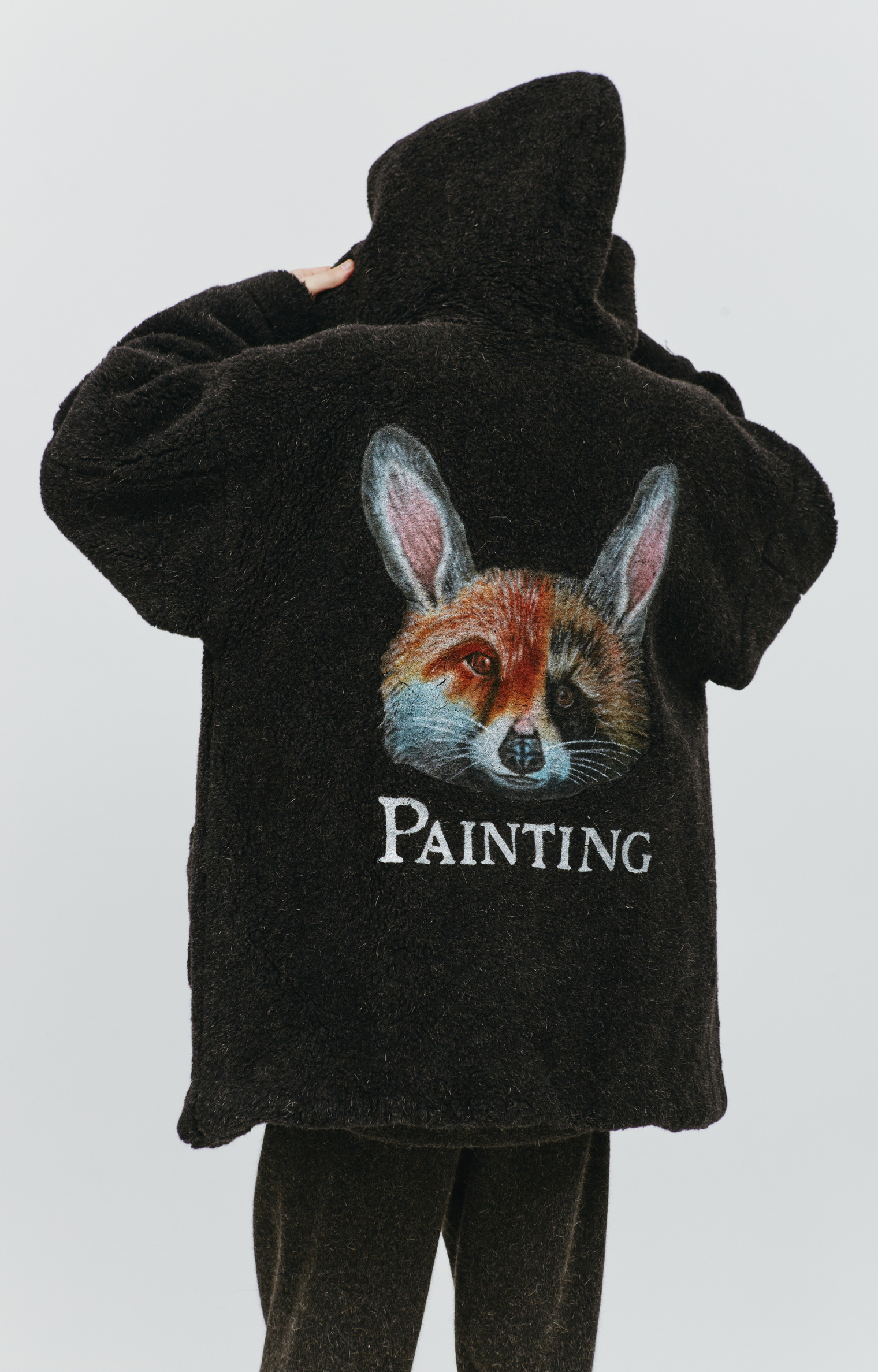 Doublet Graphic print faux fur hooded jacket