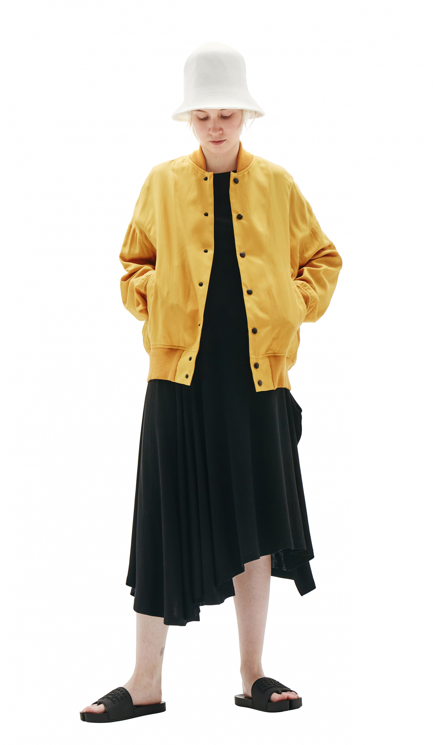Y\'s Yellow Silk Printed Bomber Jacket