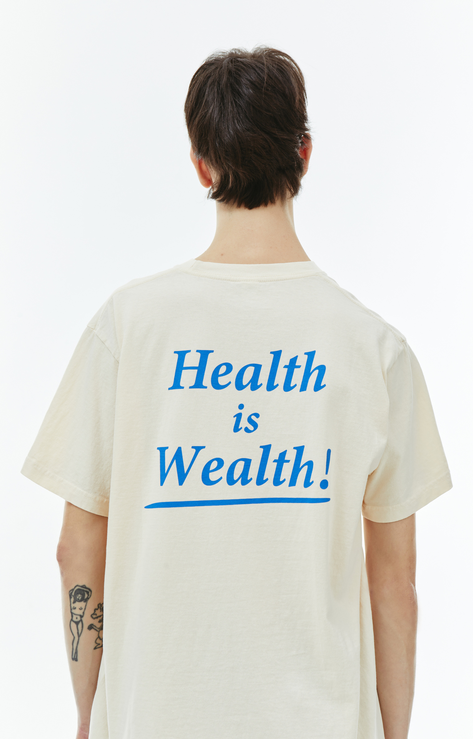 SPORTY & RICH Beige \'Health is Wealth\' T-Shirt