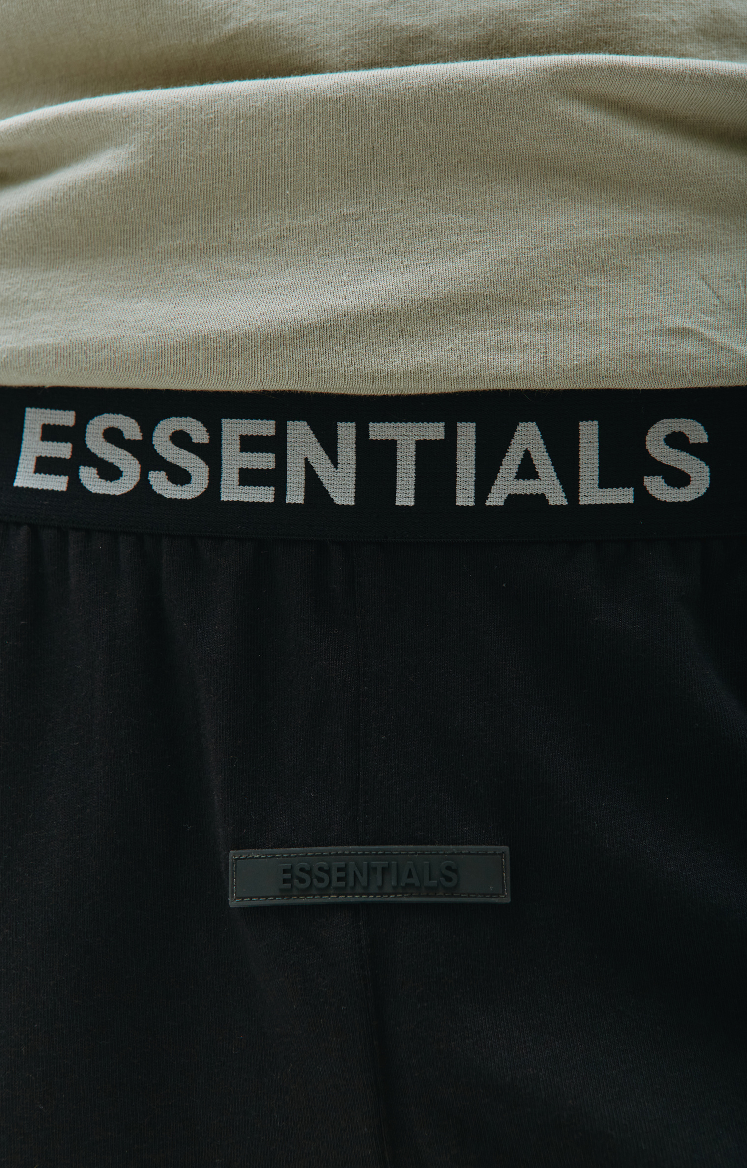 Fear of God Essentials Black logo shorts with elastic