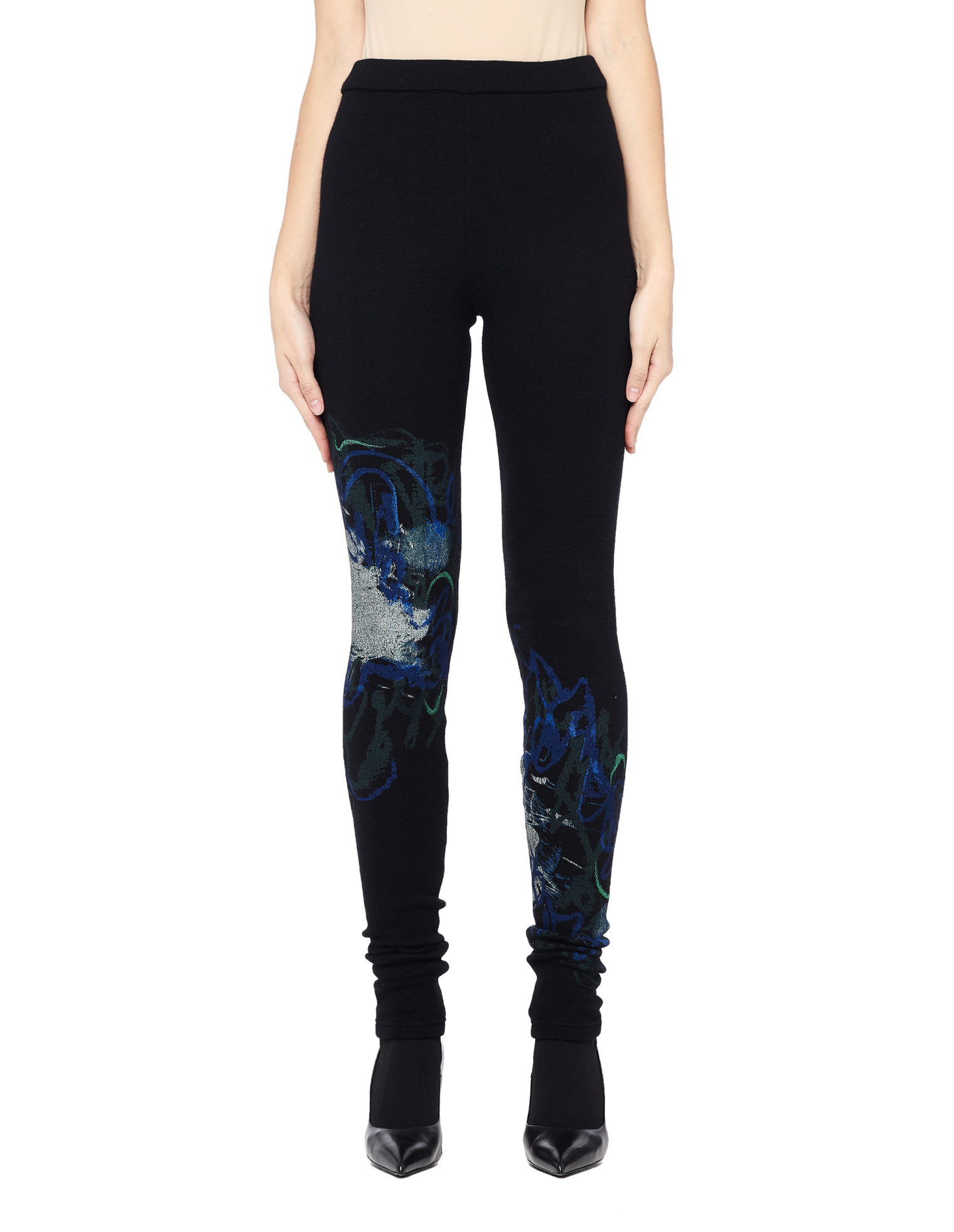 Yohji Yamamoto Abstract printed wool leggings