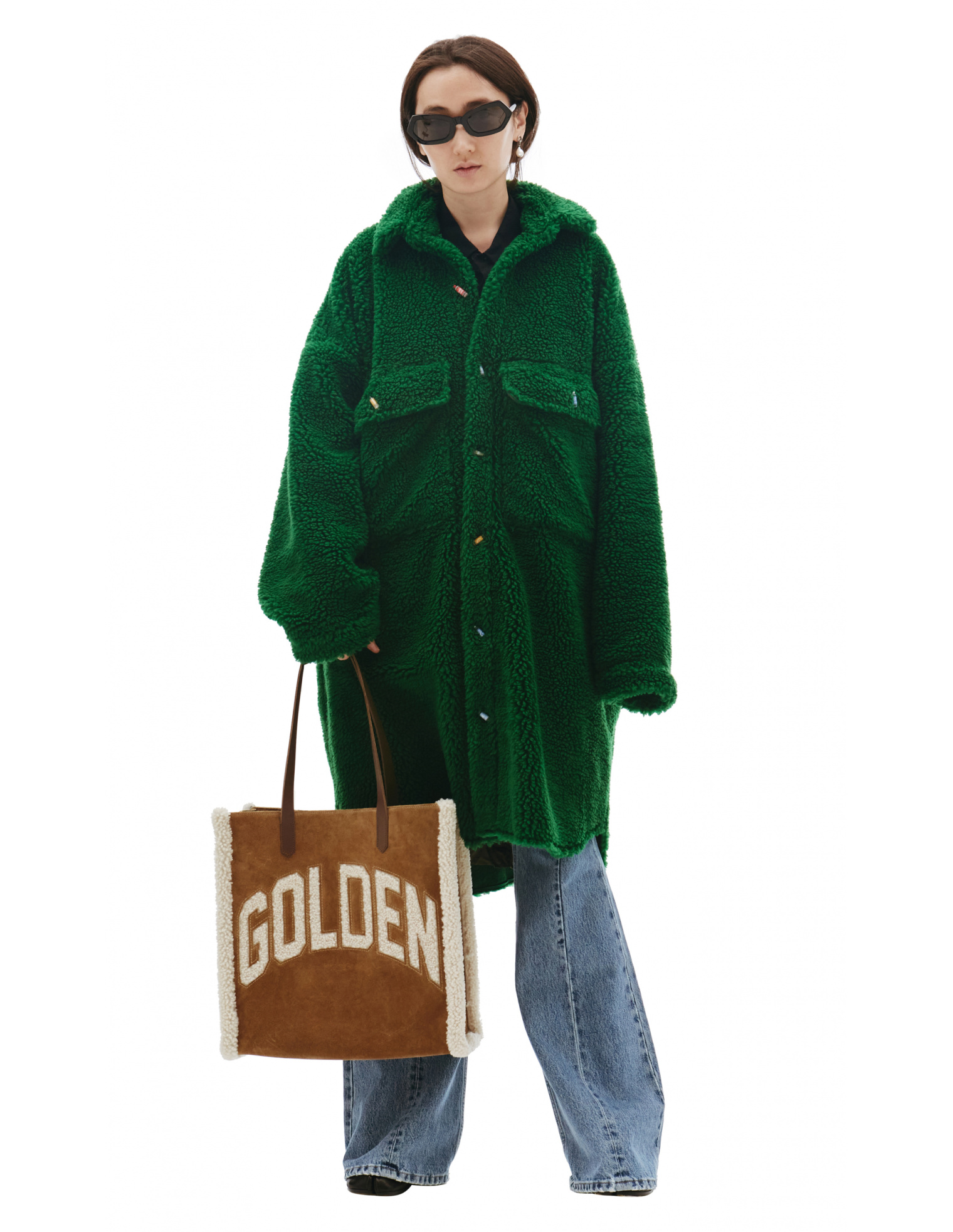 Golden Goose Shearling Logo Tote Bag