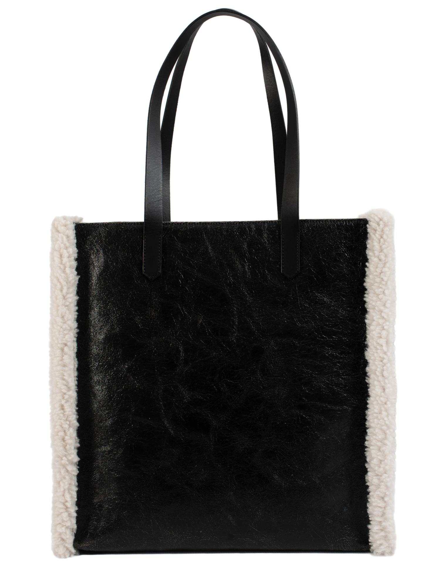 Golden Goose Black Shearling Logo Tote Bag