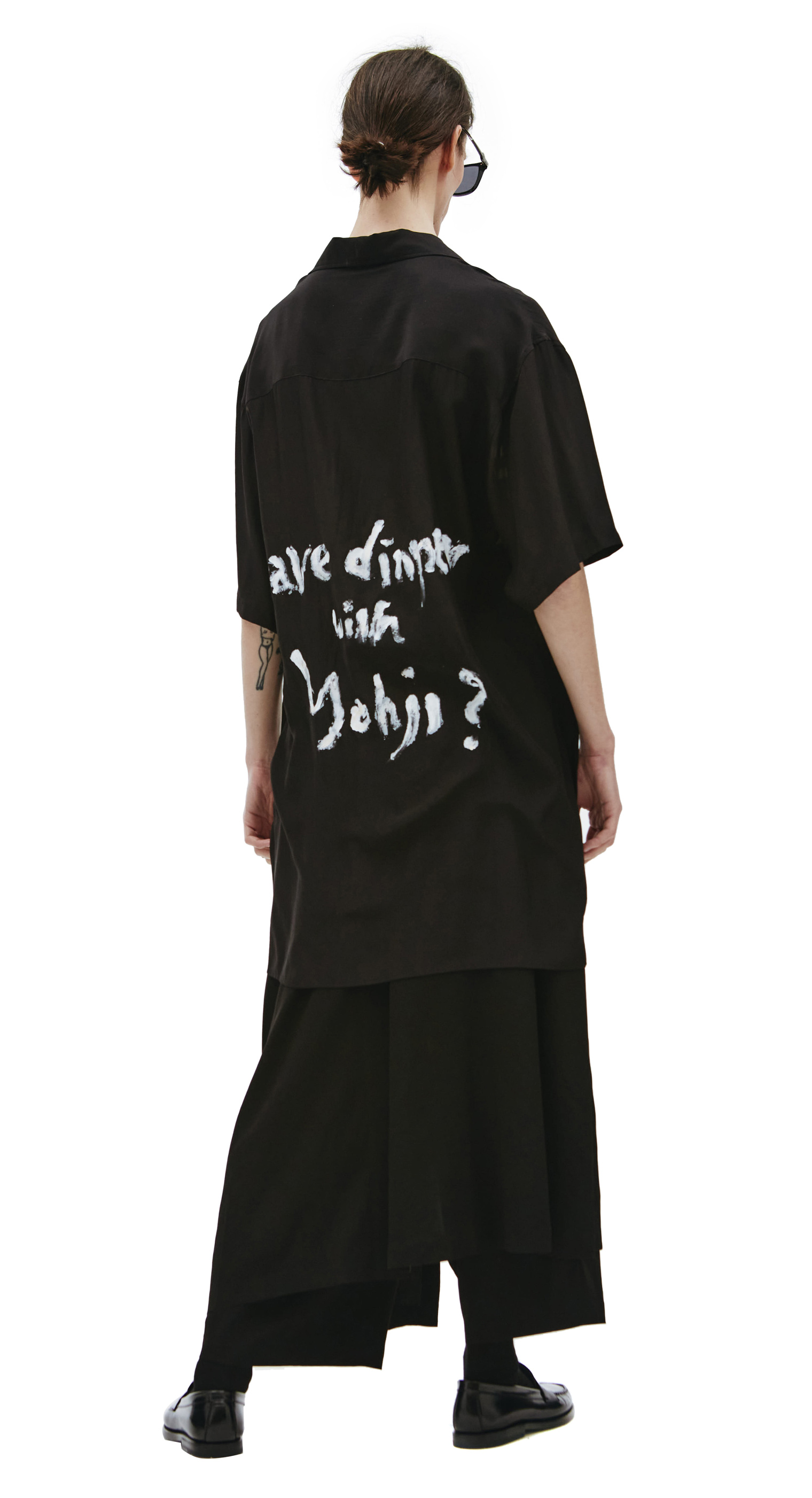 Yohji Yamamoto Рубашка из шелка с надписями