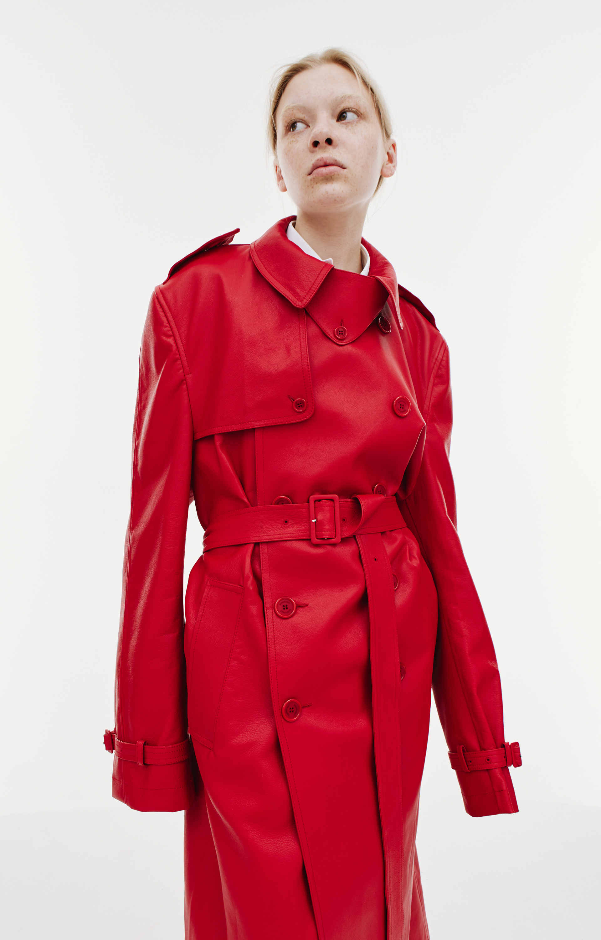VTMNTS Red leather trench